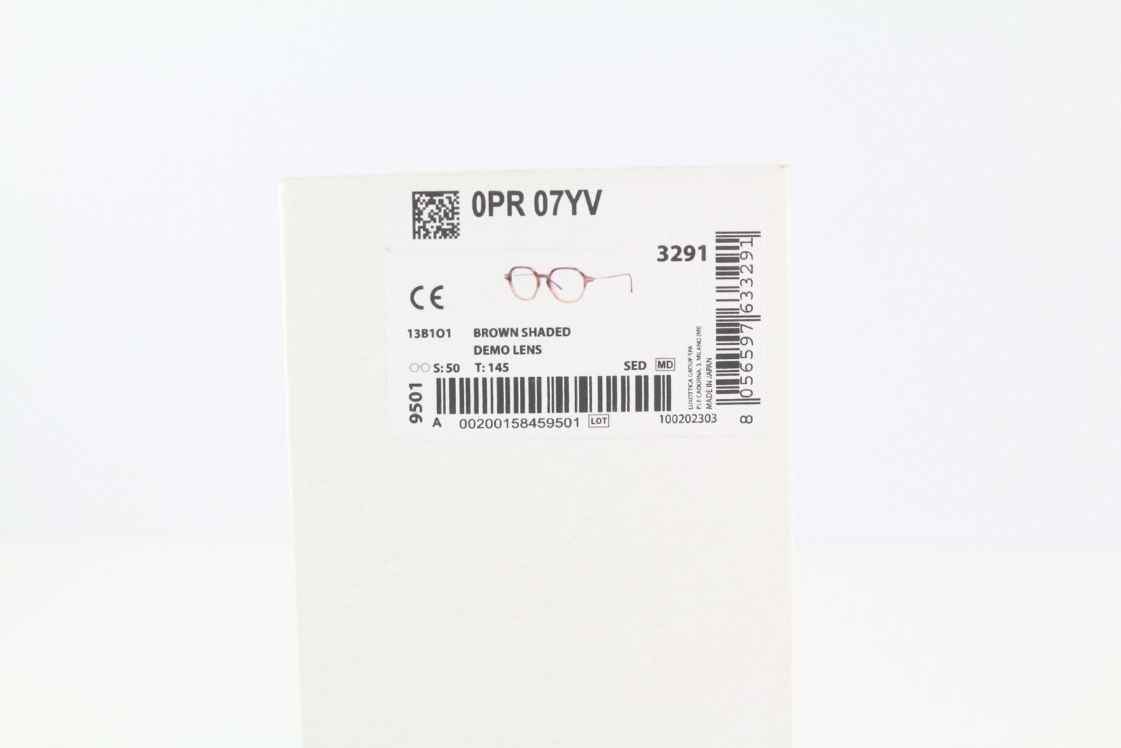 PRADA 0PR07YV Men Eyeglasses OS Brown Patterned Ovel Demo Lens Logo RRP€431