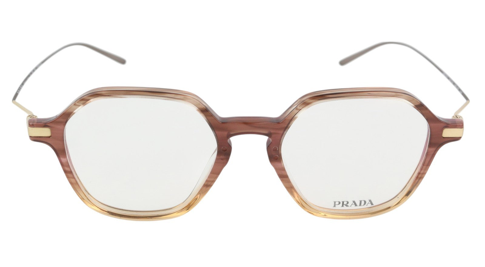 PRADA 0PR07YV Men Eyeglasses OS Brown Patterned Ovel Demo Lens Logo RRP€431