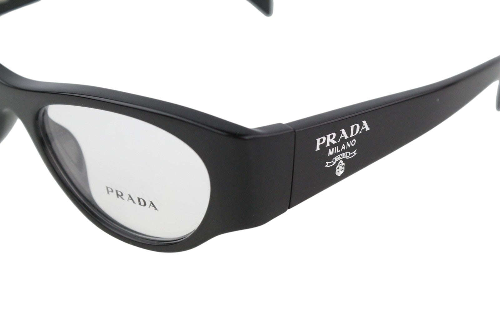 PRADA 0PR06ZV Women Eyeglasses OS Black Frame Cat Eye Demo Lens Logo RRP$375