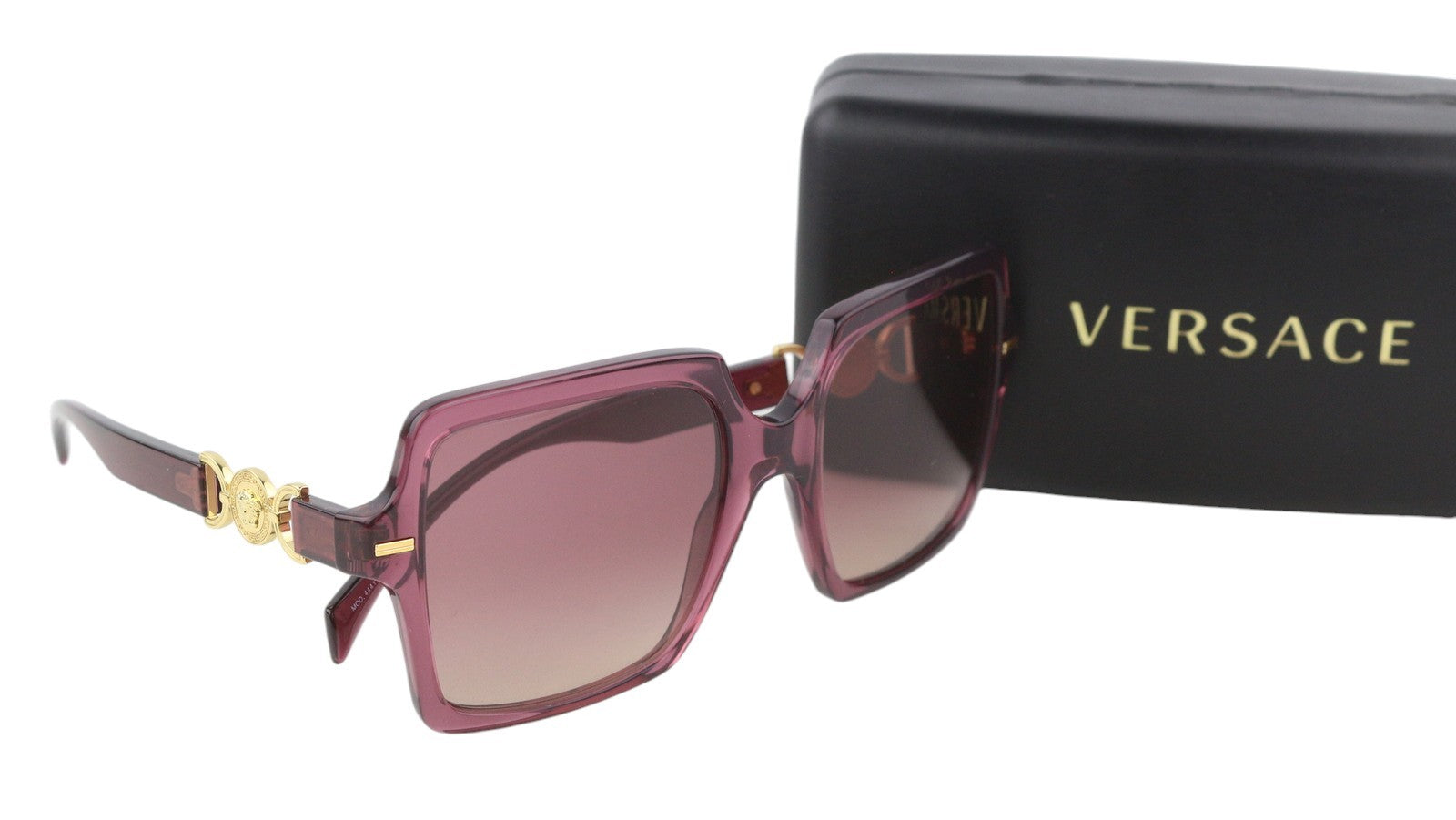 VERSACE 4441 Women Sunglasses OS Square Transparent Violet Casual Logo RRP€249