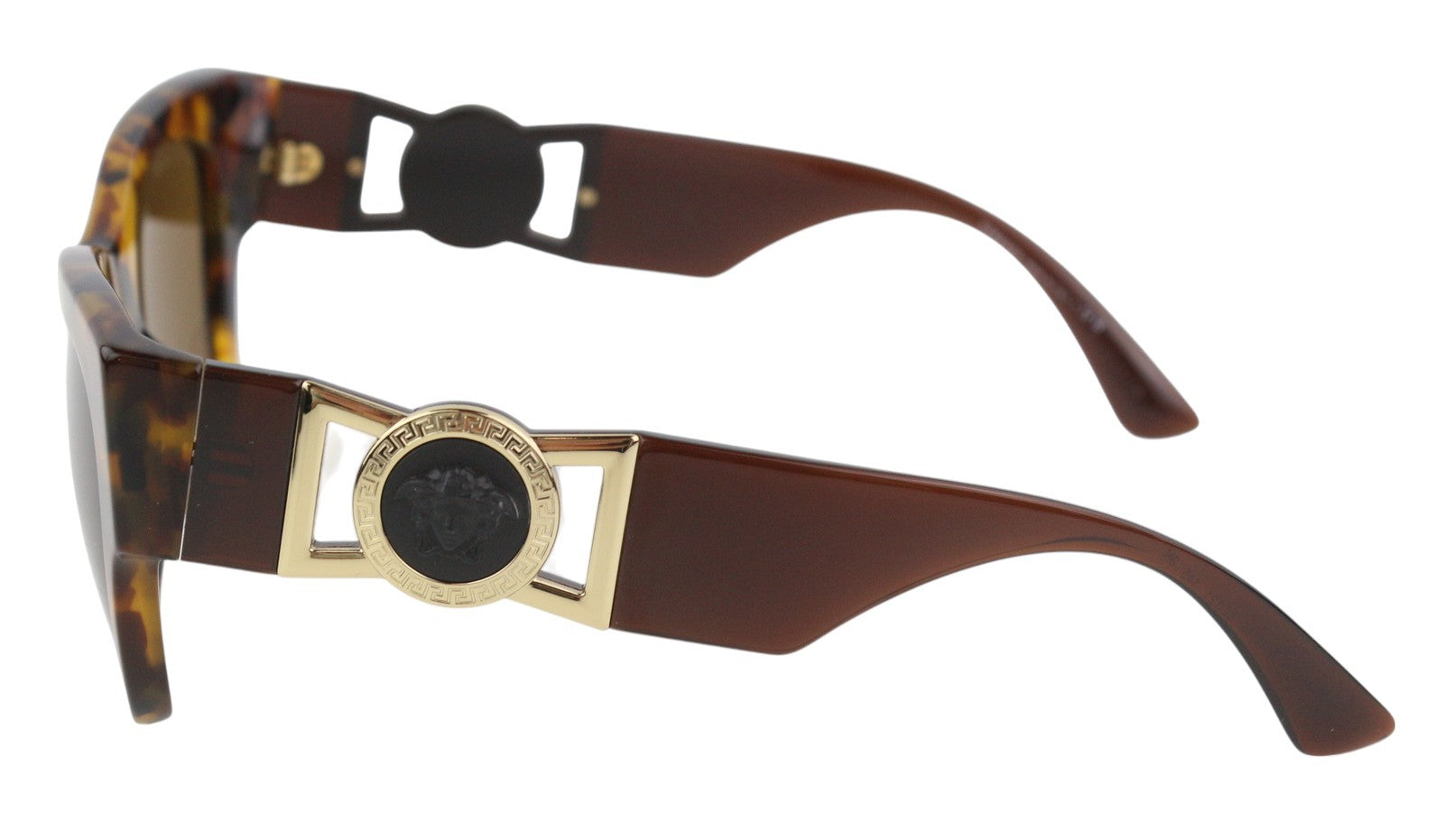 VERSACE 4415 Women Sunglasses OS Brown Animal Print Cat Eye Gold Tone Details