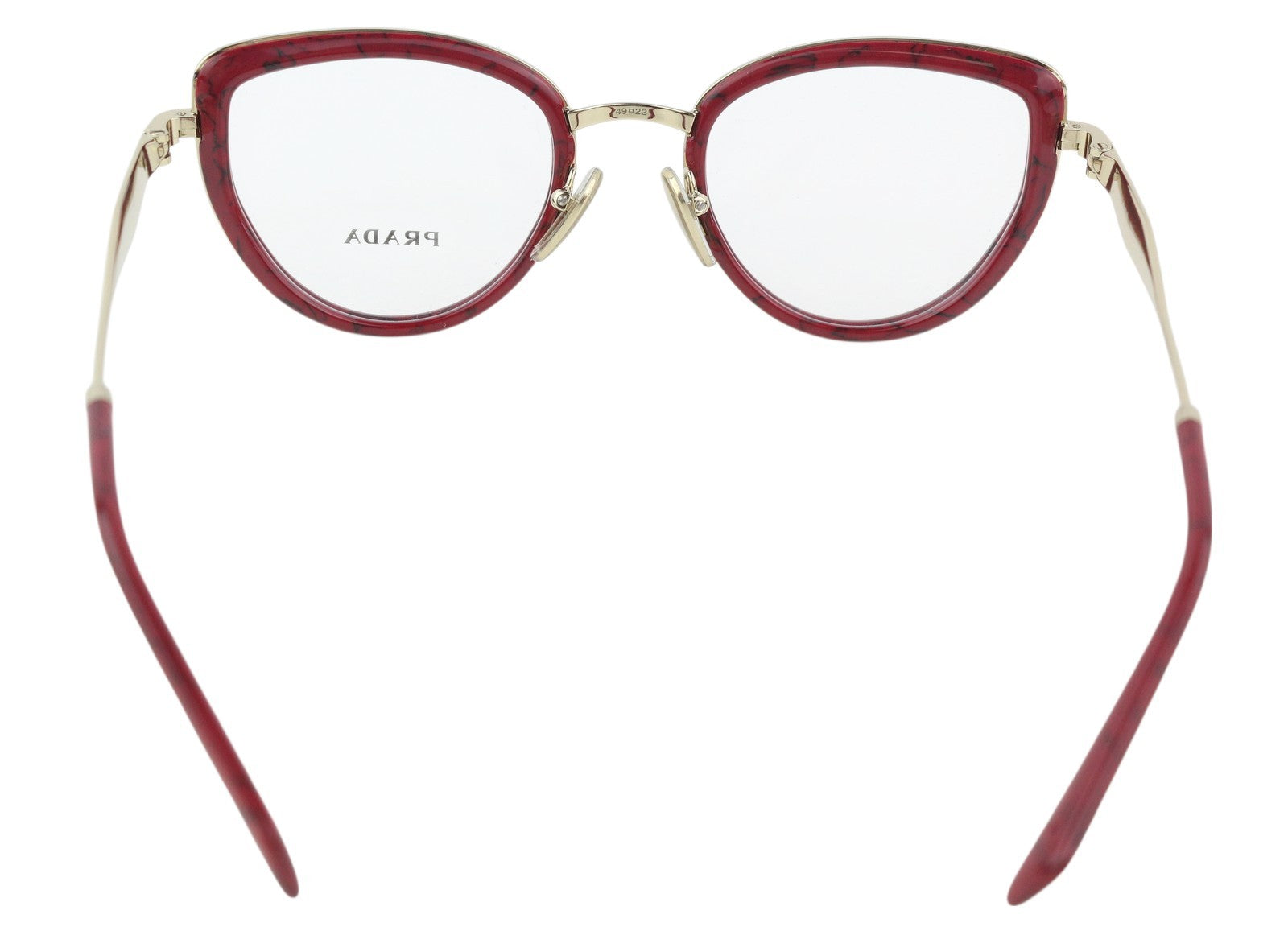 PRADA 0PR54ZV Women Eyeglasses OS Red Marble Gold Tone Frame Demo Lens RRP$399
