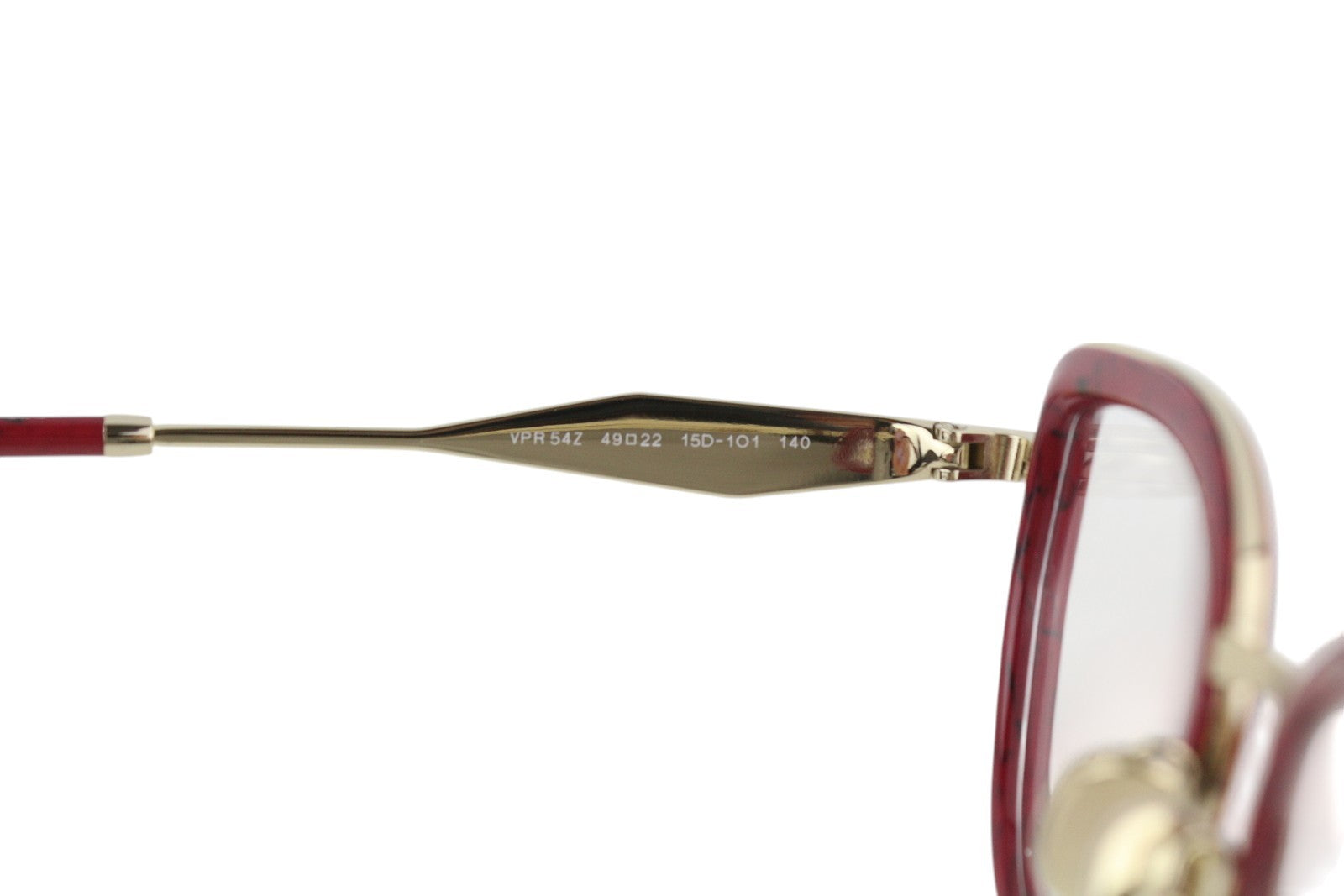 PRADA 0PR54ZV Women Eyeglasses OS Red Marble Gold Tone Frame Demo Lens RRP$399