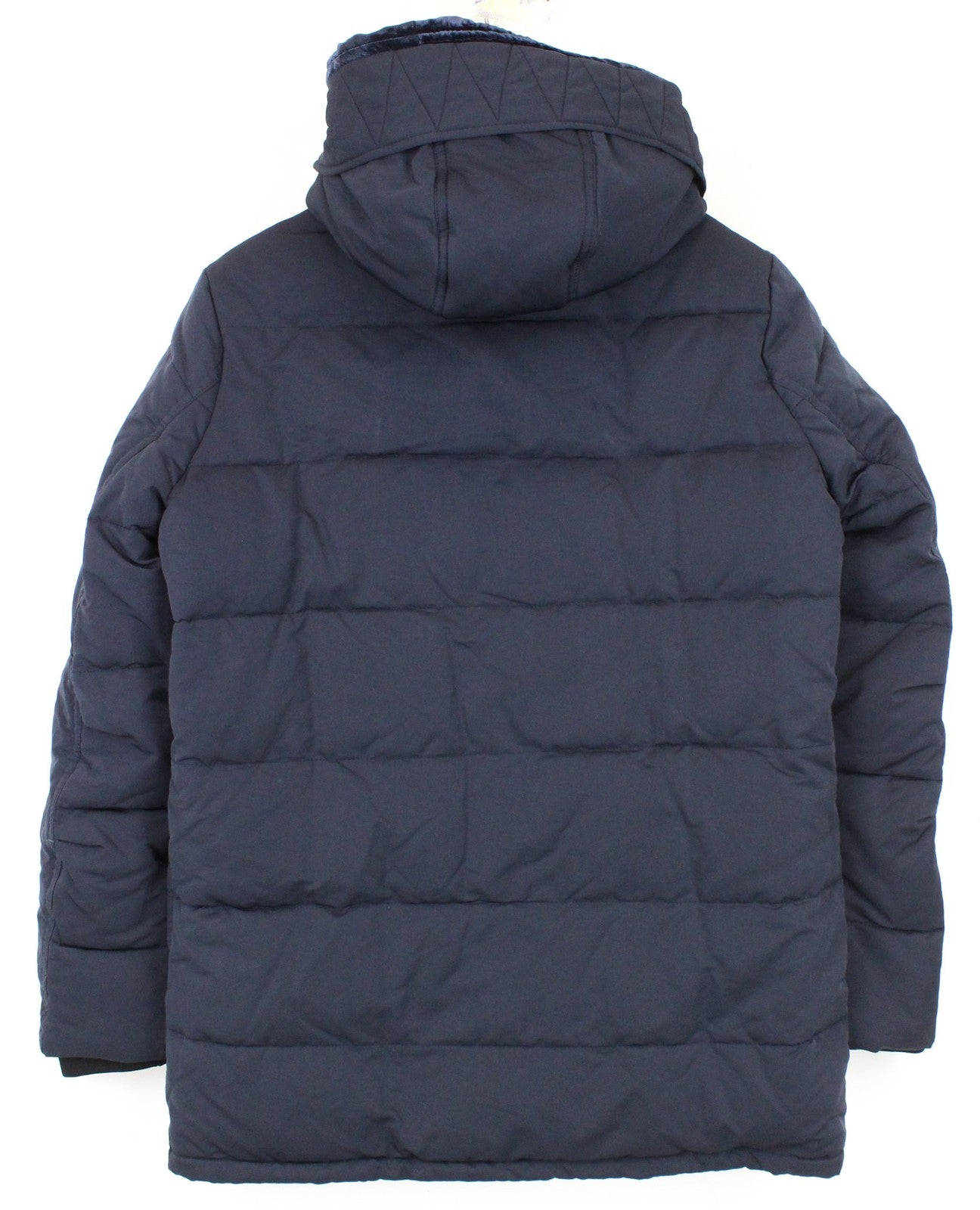 MAISON SCOTCH Women's XS Blue Quilted Faux-Fur Puffer Jacket Hooded Lined