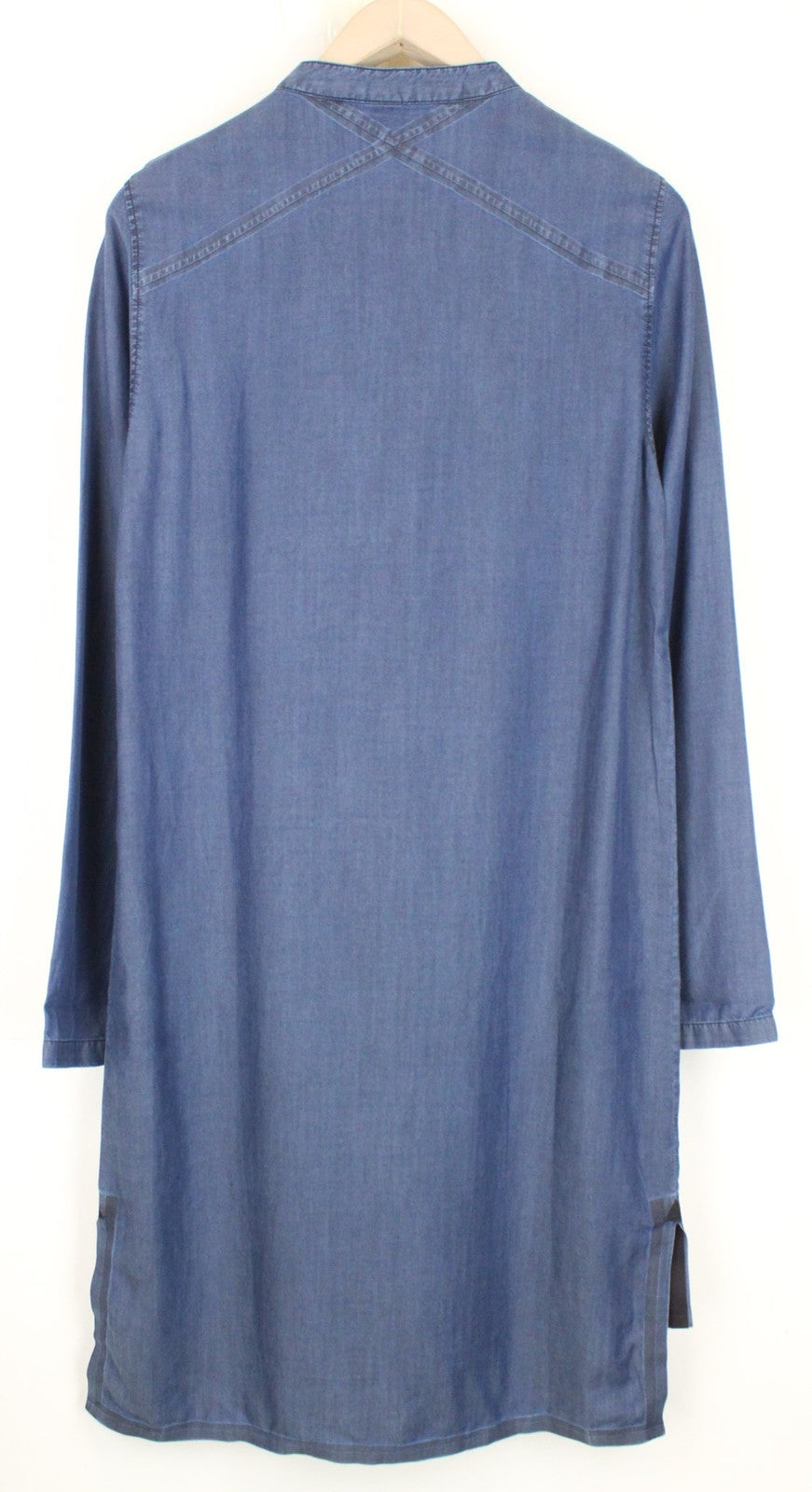 SWEATY BETTY Kvasir Dress S Denim Blue Shirt Style Lightweight Blend Cotton