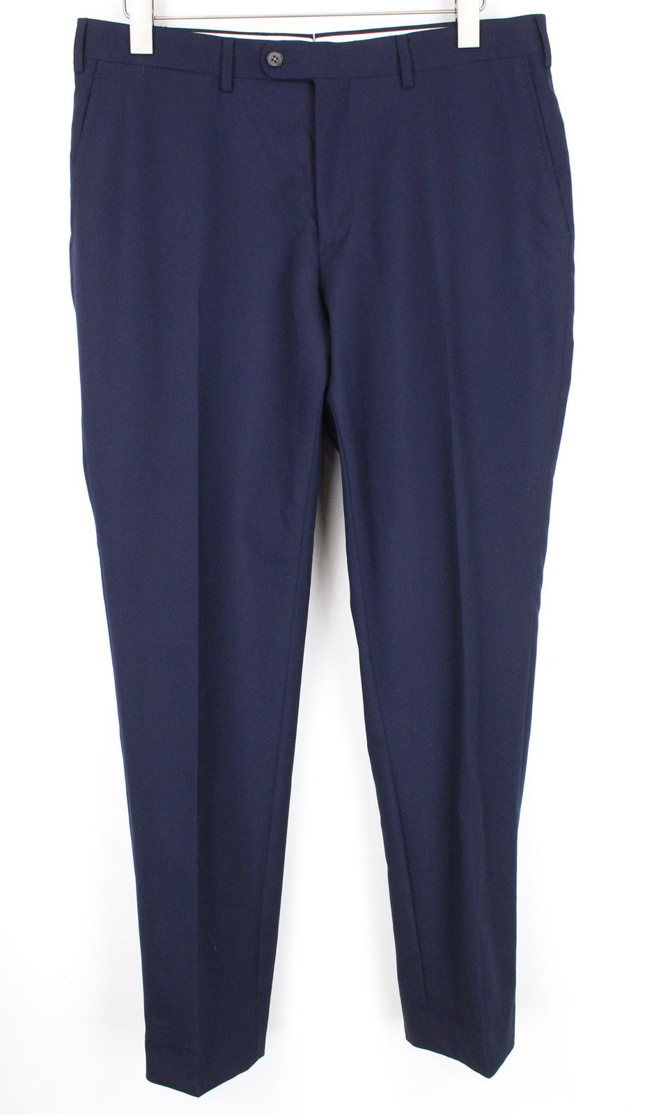 SUITSUPPLY Brescia Men's Trousers UK42S Blue Flat-Front Slim Wool Melange