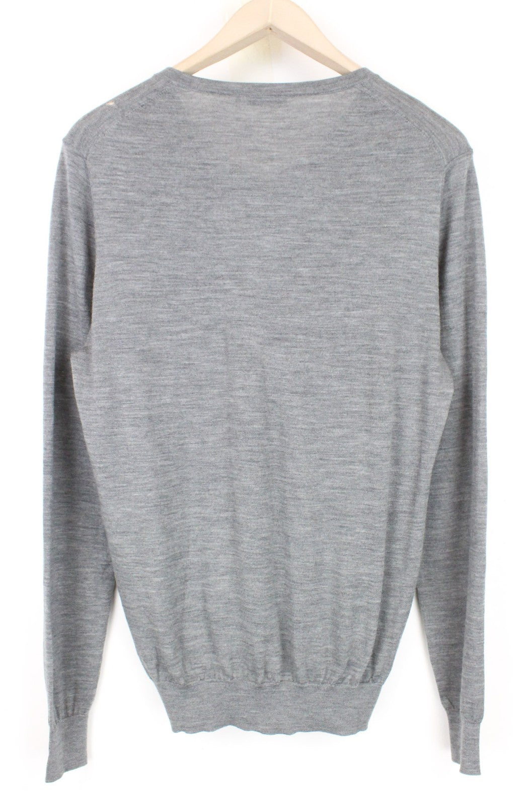 SUITSUPPLY Men's Jumper M Grey Melange Knit V-Neck Wool Slim Fit Sweater