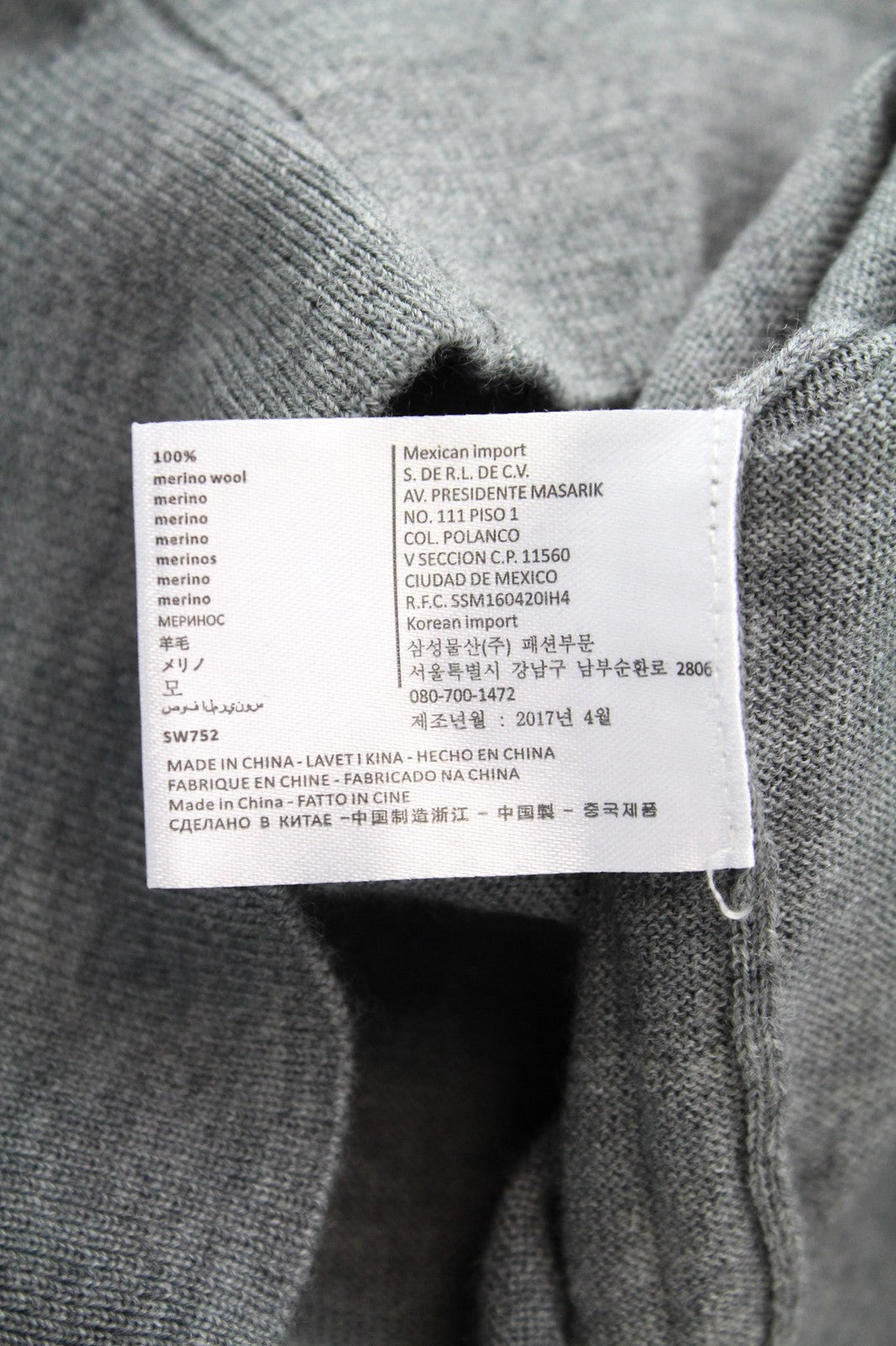 SUITSUPPLY Men's Jumper M Grey Melange Knit V-Neck Wool Slim Fit Sweater