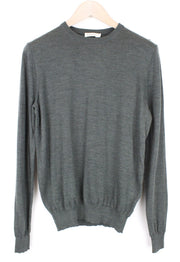 SUITSUPPLY Men's Jumper S Knit Crew Neck Pure Merino Wool Green Melange