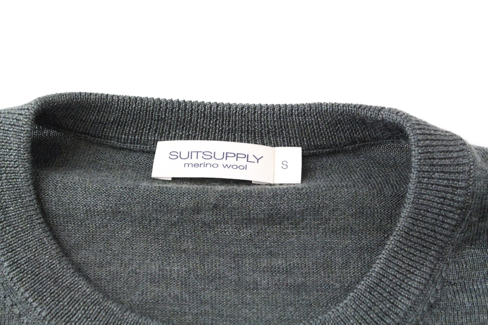 SUITSUPPLY Men's Jumper S Knit Crew Neck Pure Merino Wool Green Melange