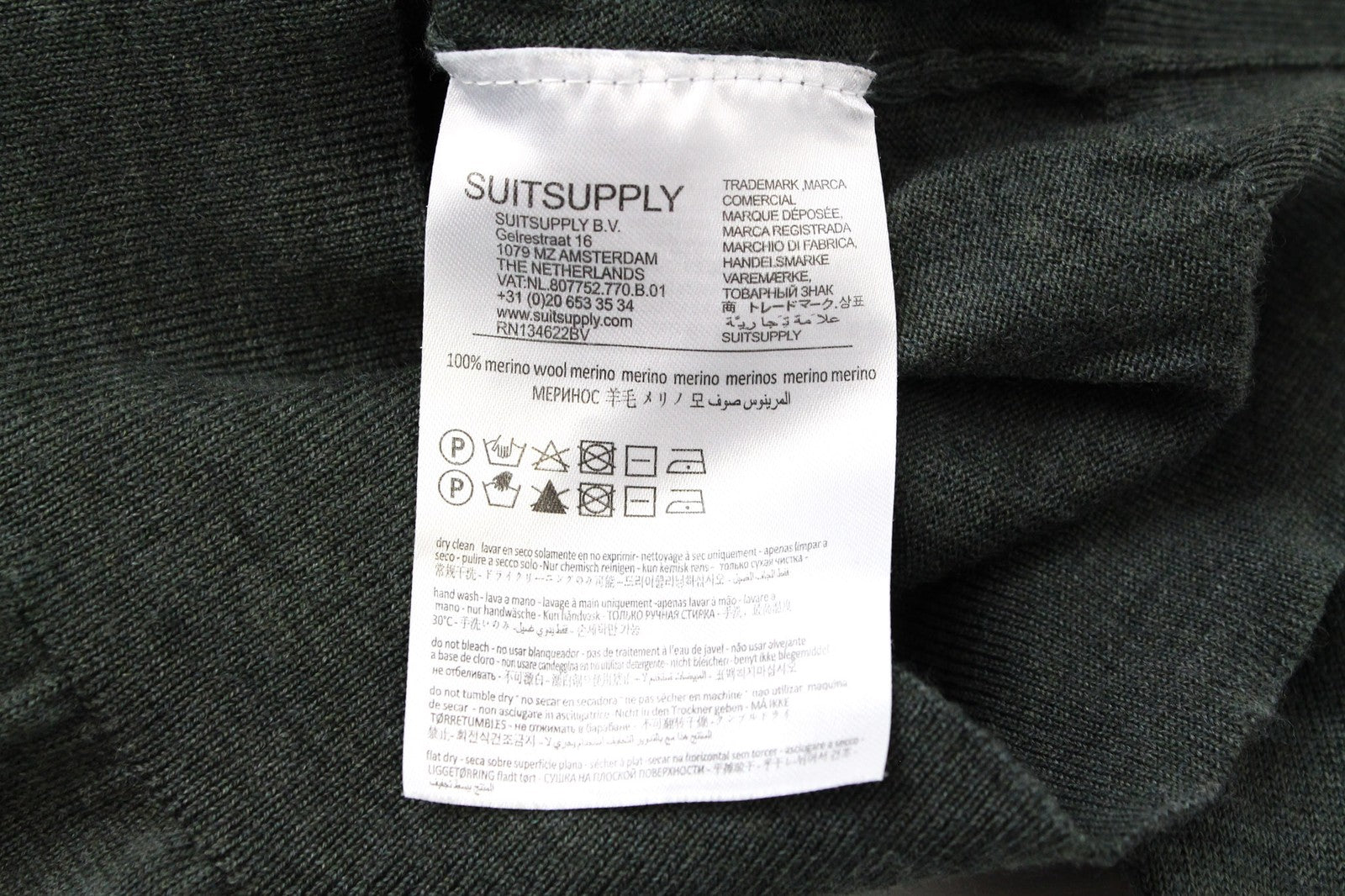 SUITSUPPLY Men's Jumper S Knit Crew Neck Pure Merino Wool Green Melange