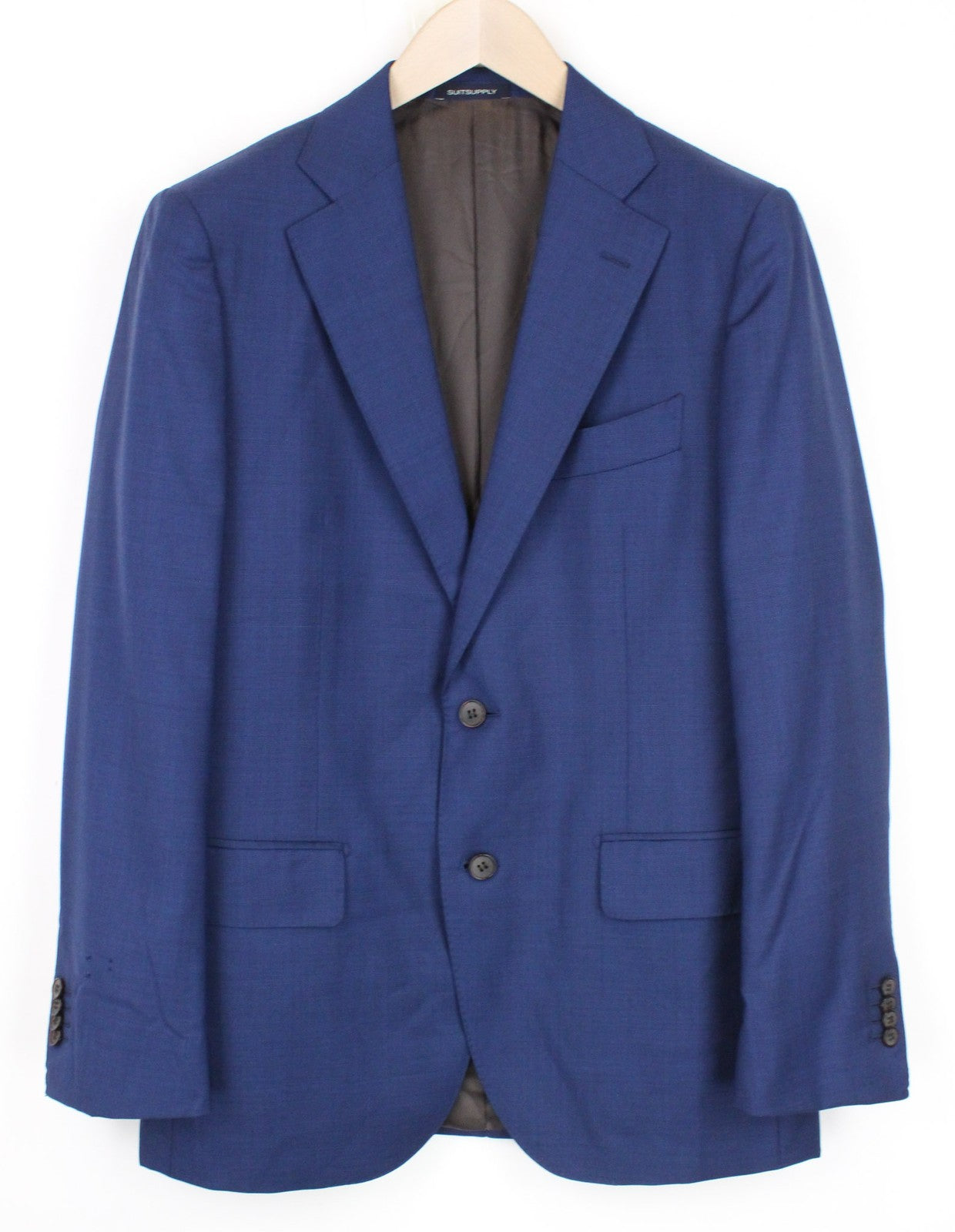 SUITSUPPLY Lazio Men's Blazer UK40R Slim Blue S110s Glen Check Wool Classic