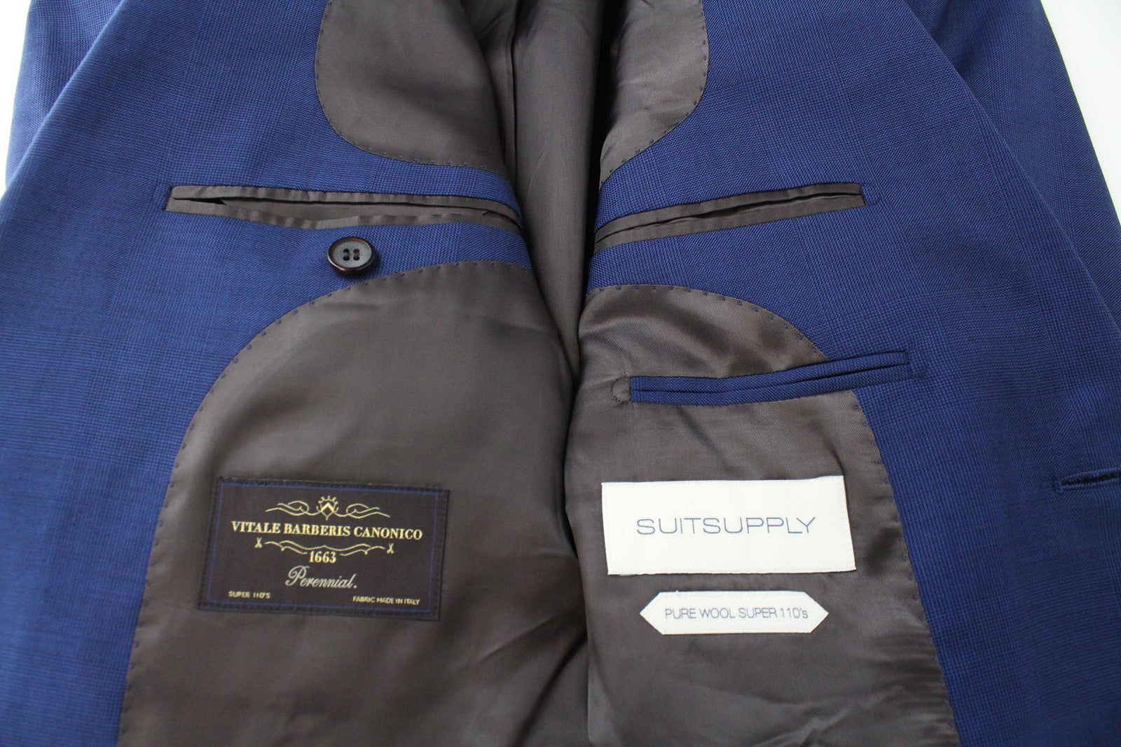 SUITSUPPLY Lazio Men's Blazer UK40R Slim Blue S110s Glen Check Wool Classic