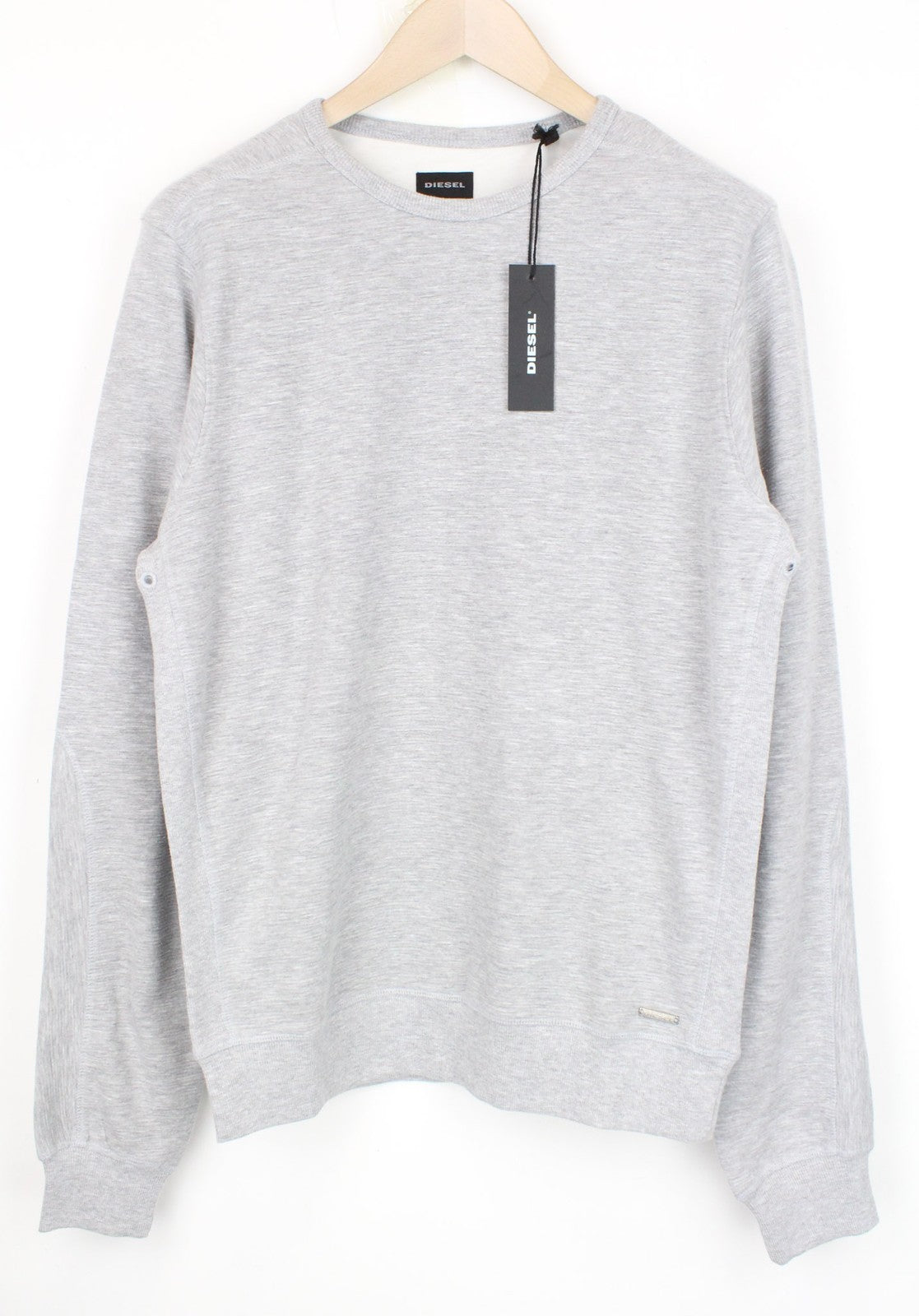 DIESEL S-Willard 0TAMH Men's Sweatshirt L Grey Melange Jersey Crew Neck