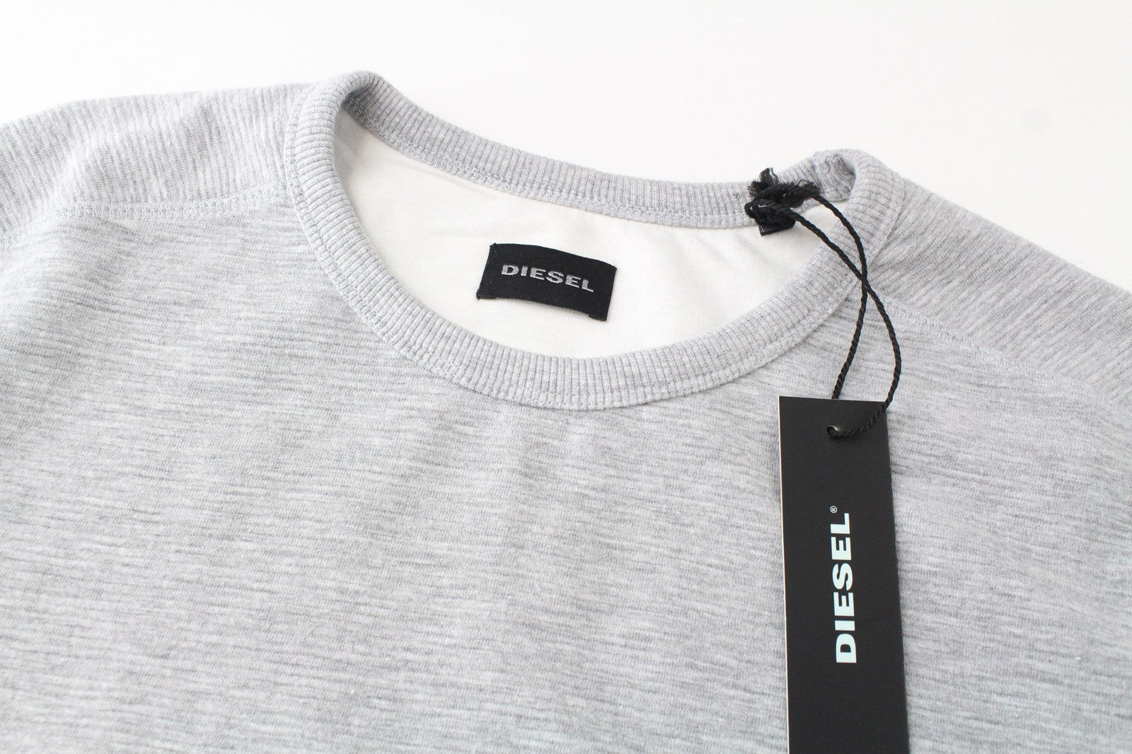 DIESEL S-Willard 0TAMH Men's Sweatshirt L Grey Melange Jersey Crew Neck