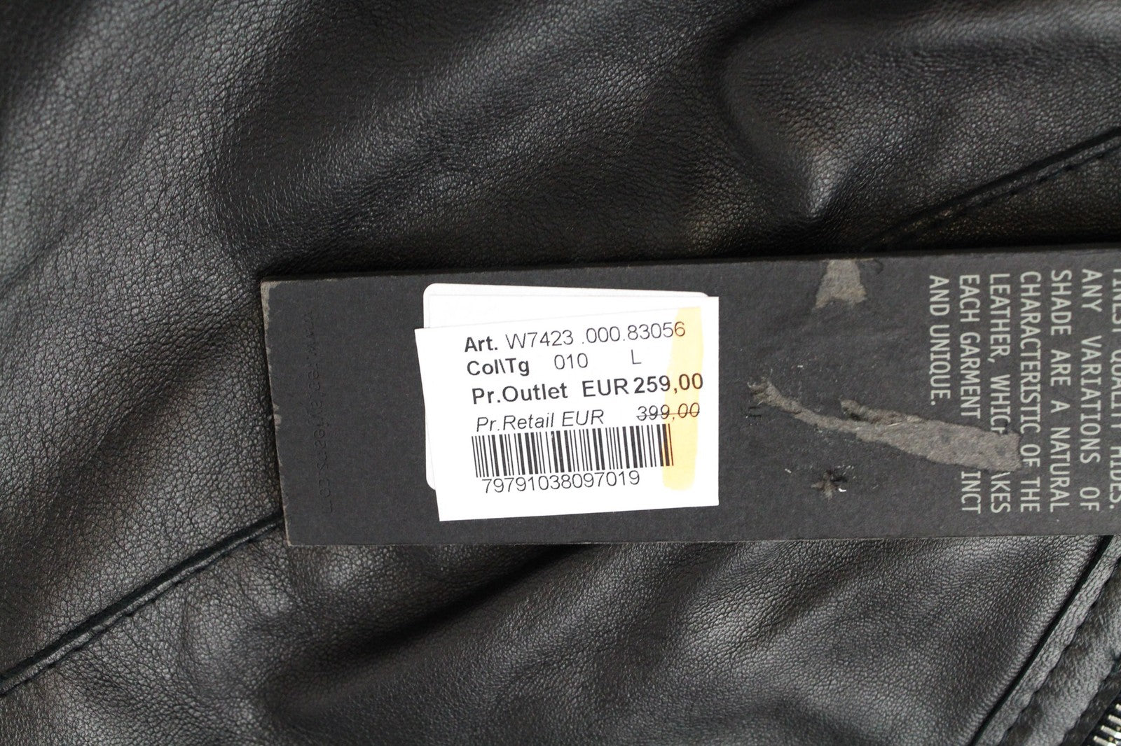 REPLAY Women's Moto Jacket L Black Zip-Up Short Lambskin Leather Lined Style