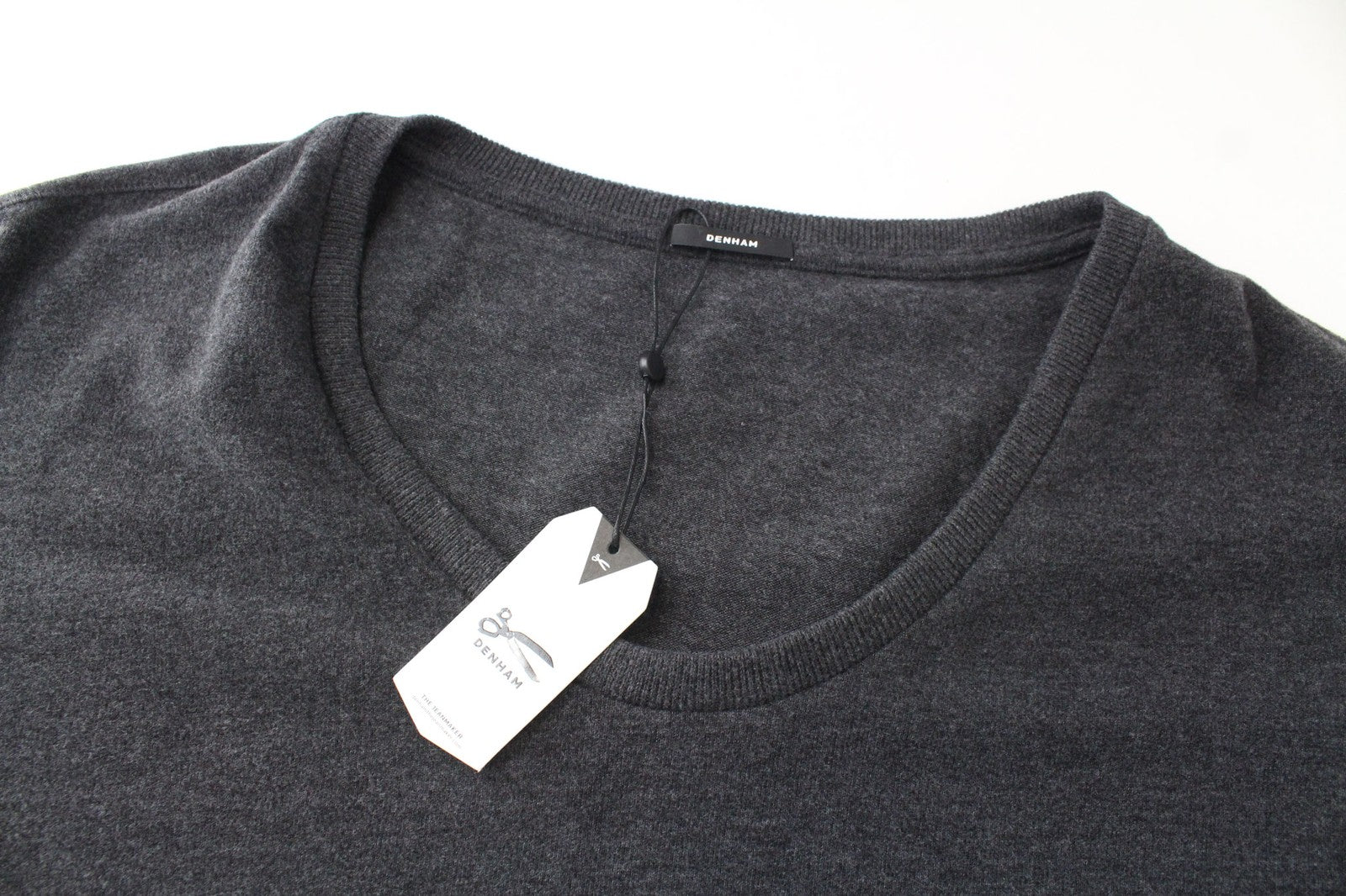 DENHAM Showa Women's Jumper XS Charcoal V-Neck Melange Tight-Knit Sweater