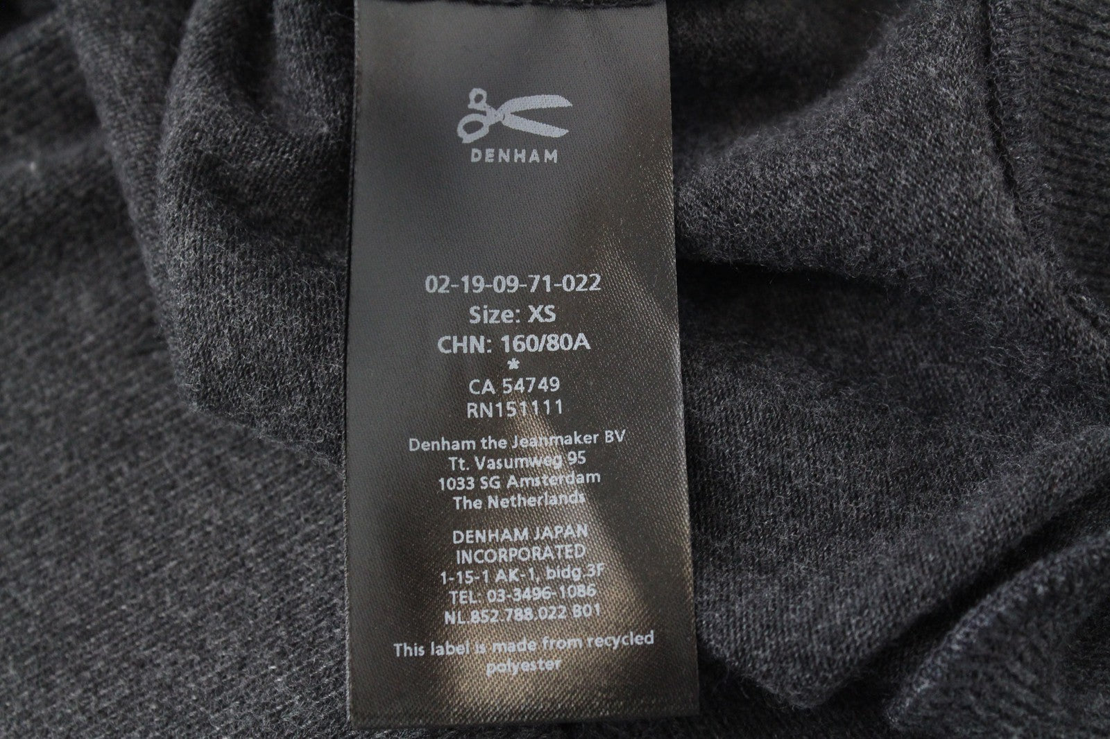 DENHAM Showa Women's Jumper XS Charcoal V-Neck Melange Tight-Knit Sweater