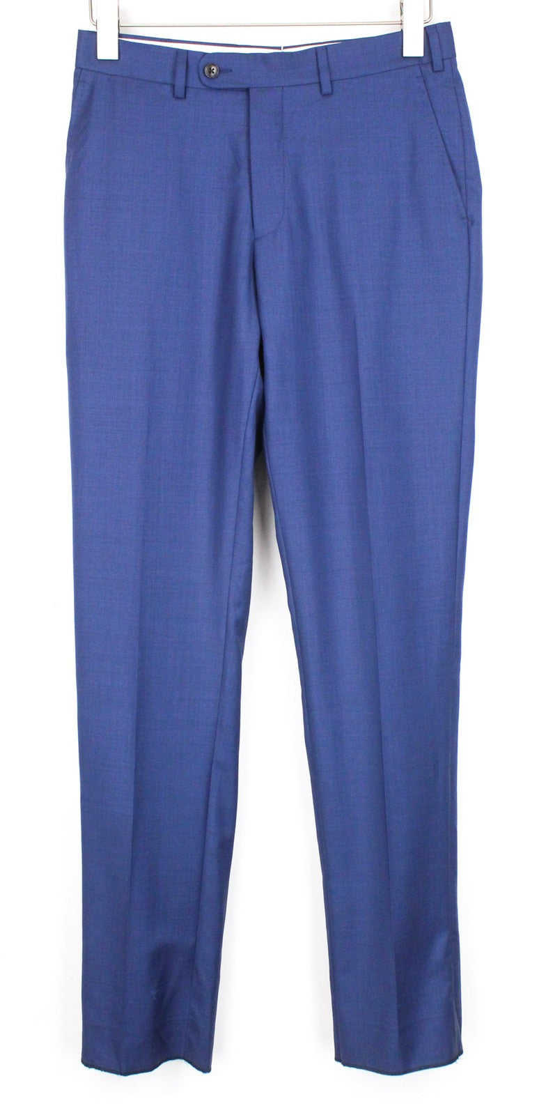 SUITSUPPLY Brescia Pants UK28R Men's Slim Blue Flat-Front Melange Wool Dress