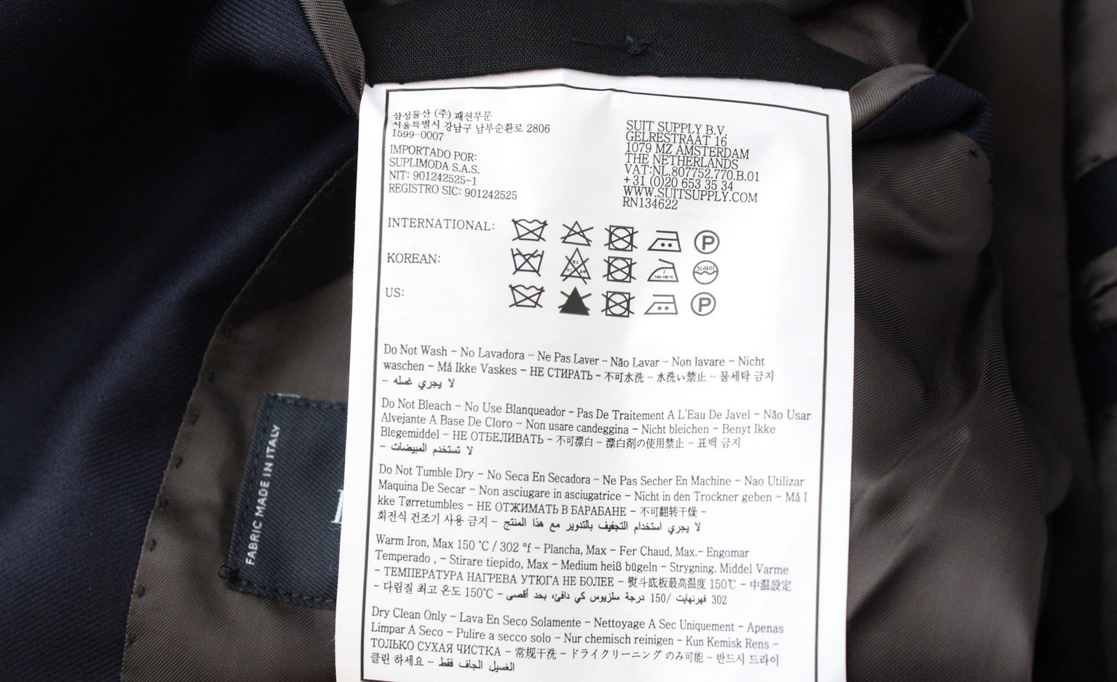 SUITSUPPLY Napoli Suit UK36R Men's Blue Wool 2-Piece Classic Twill Look