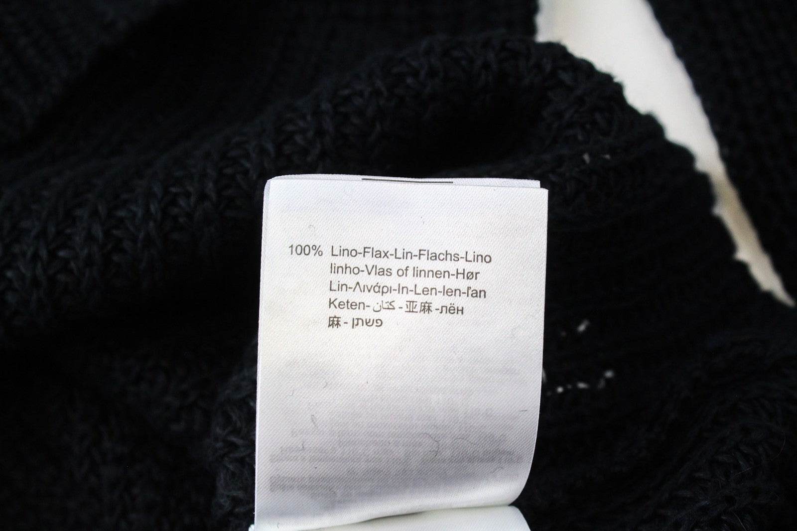 REPLAY Women's Jumper L Ribbed Chunky Crew Pure Linen Sweater Black Knitwear