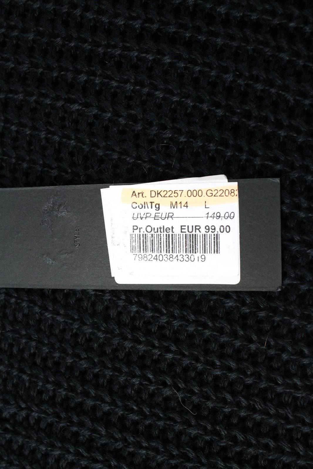 REPLAY Women's Jumper L Ribbed Chunky Crew Pure Linen Sweater Black Knitwear