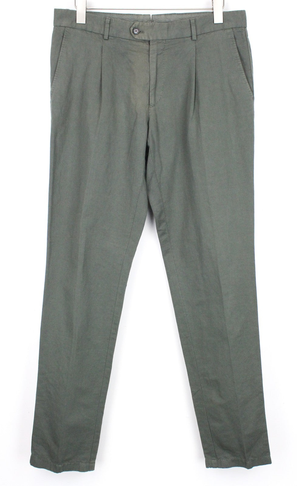 SUITSUPPLY Campo UK36R Men's Pleated Trousers Green Linen Cotton Formal