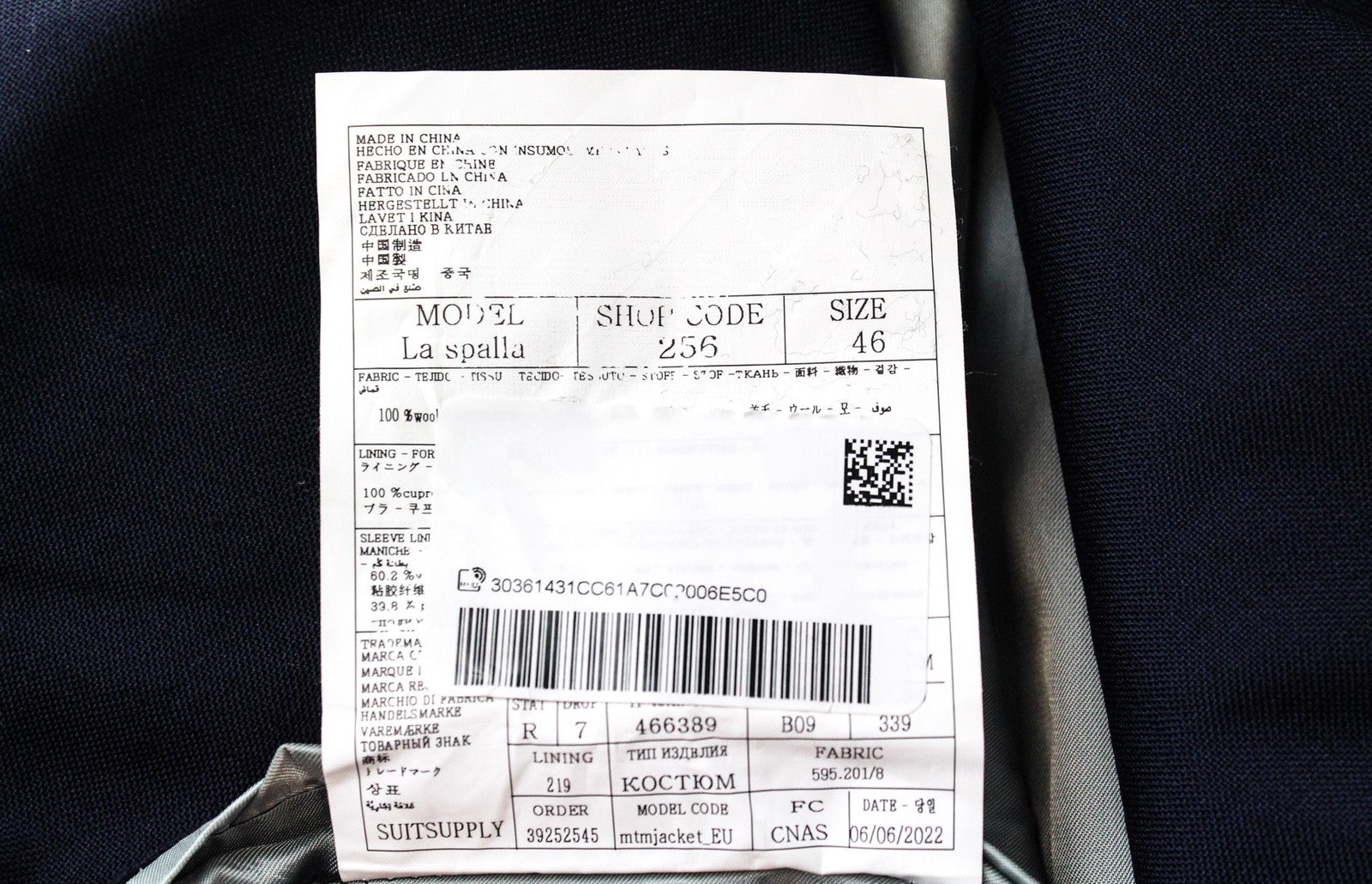 SUITSUPPLY La Spalla UK36R Blue Wool Suit 2Pc Double-Breasted Pleated