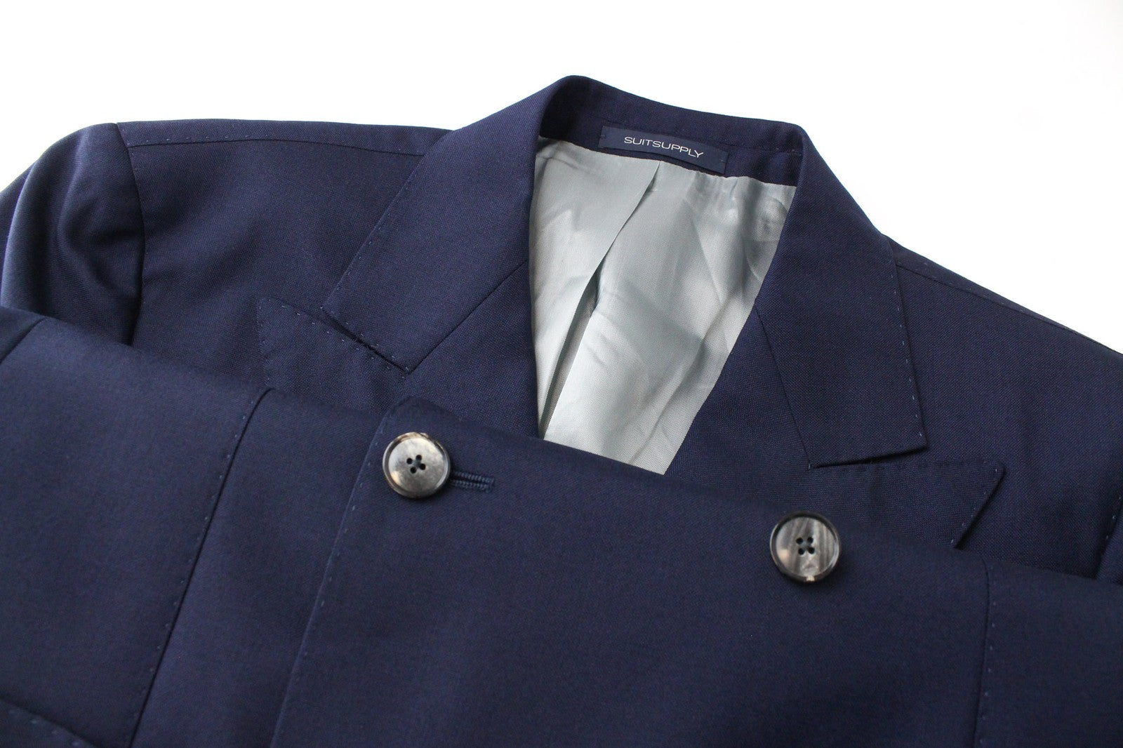 SUITSUPPLY La Spalla UK36R Blue Wool Suit 2Pc Double-Breasted Pleated