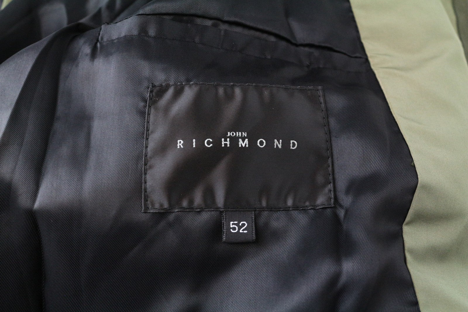 JOHN RICHMOND Men's Jacket 52 Green Cotton Linen Zipped Hooded Lightweight