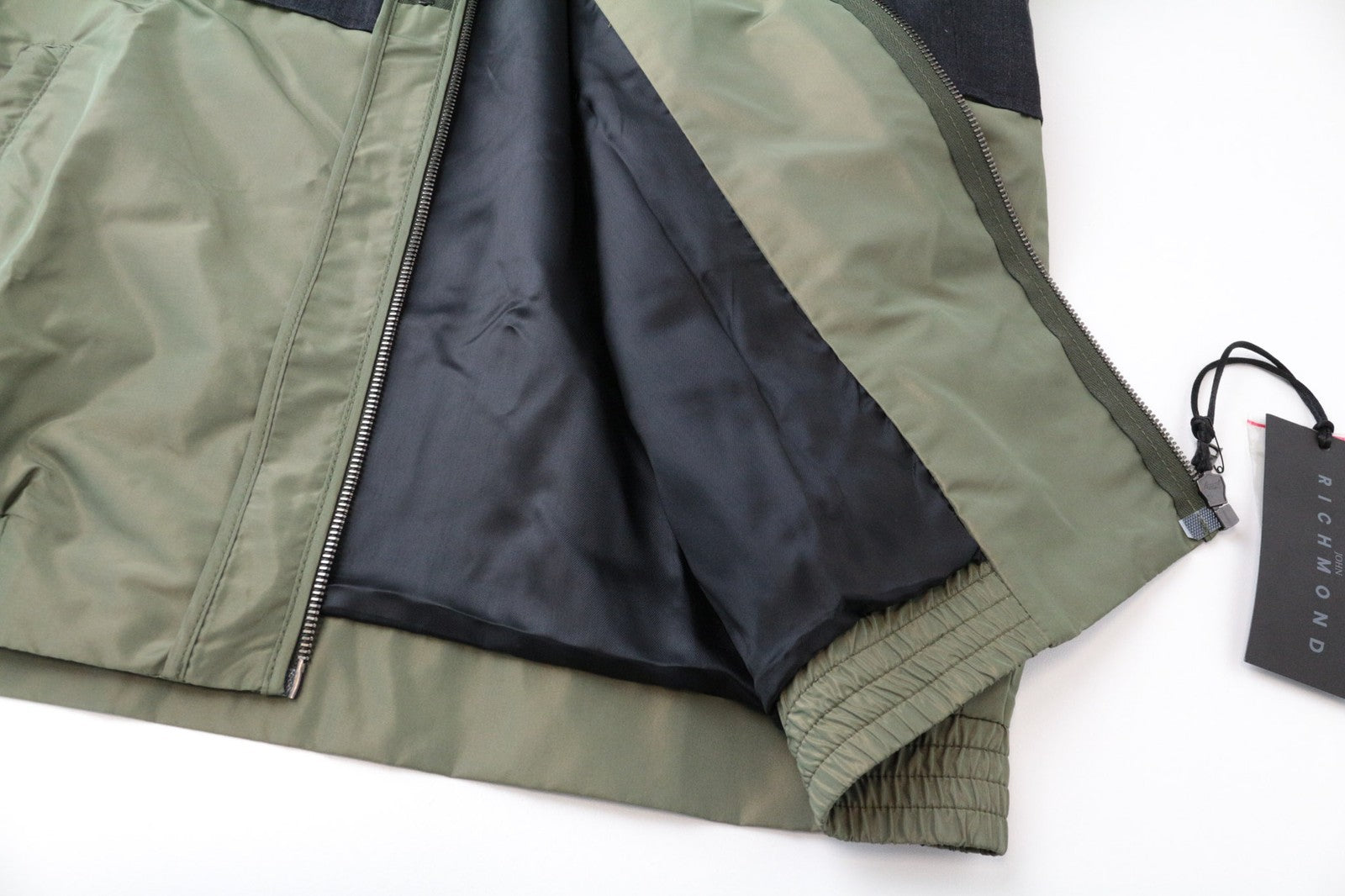 JOHN RICHMOND Men's Jacket 52 Green Cotton Linen Zipped Hooded Lightweight