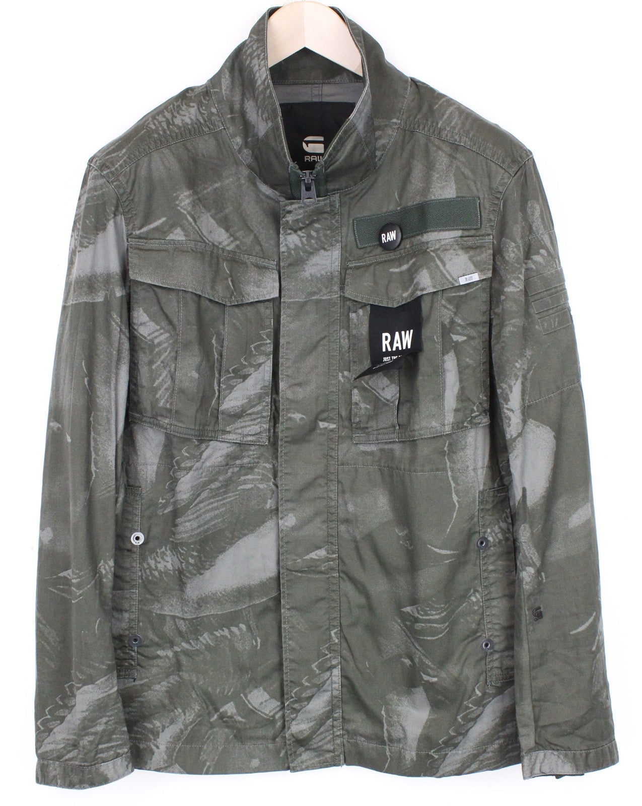 G-STAR Men's M Twill Green Duck Hunt Print Rovic Overshirt Jacket