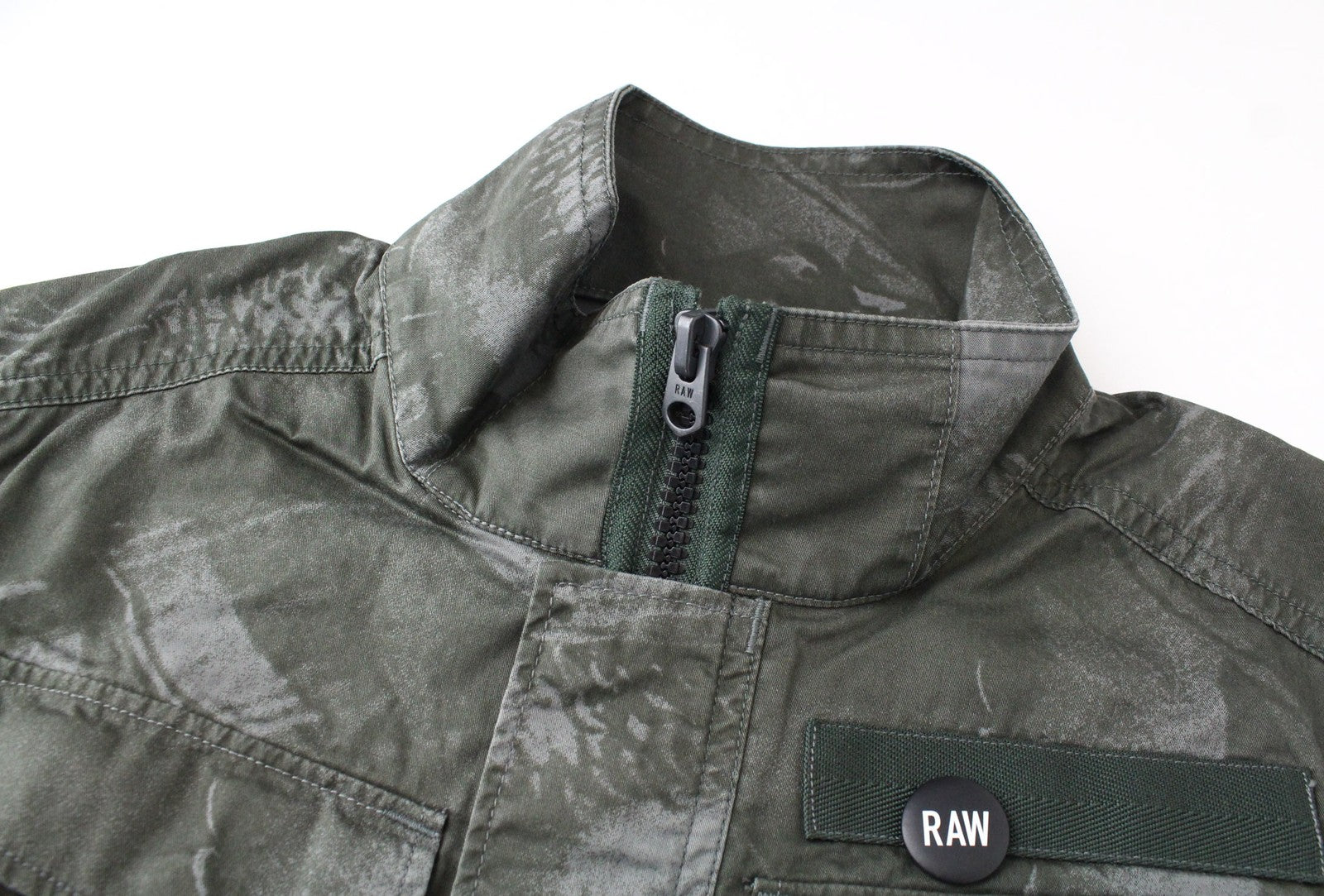 G-STAR Men's M Twill Green Duck Hunt Print Rovic Overshirt Jacket