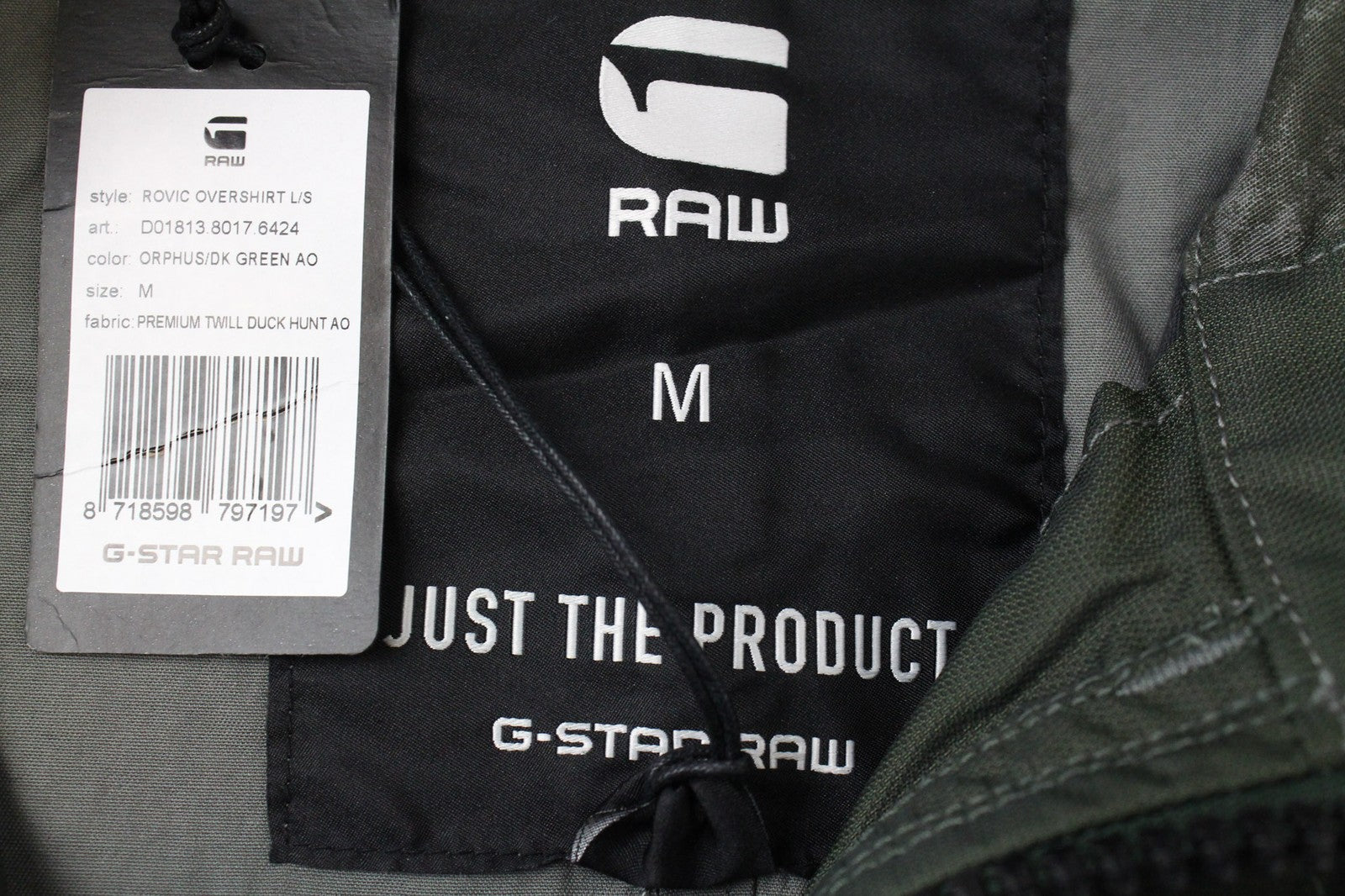 G-STAR Men's M Twill Green Duck Hunt Print Rovic Overshirt Jacket