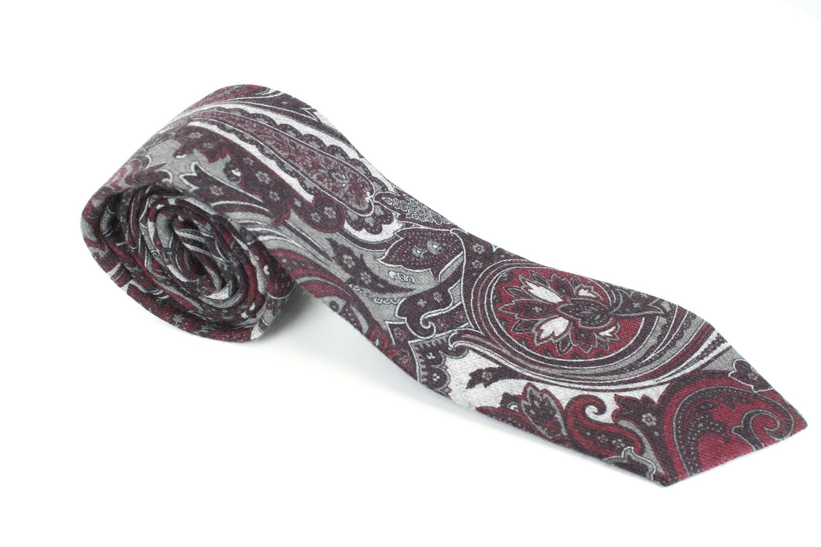 SUITSUPPLY Men's Tie Red Grey Wool Patterned Formal ~150x8cm Pointed-End