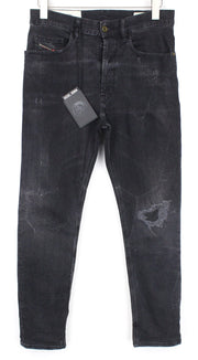 DIESEL D-Eetar 069DV Men's Jeans W29/L32 Black Tapered Distressed Stretch