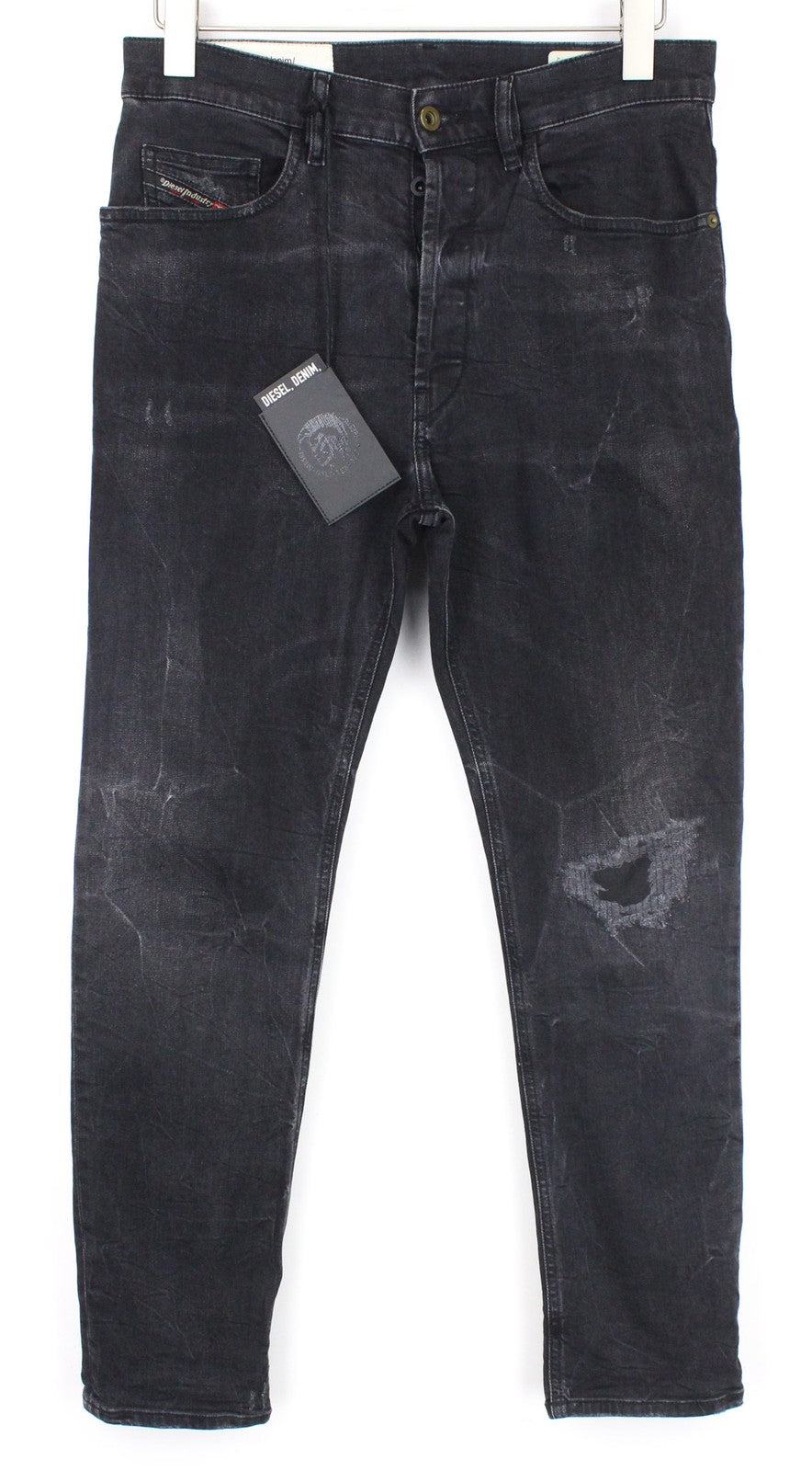 DIESEL D-Eetar 069DV Men's Jeans W29/L32 Black Tapered Distressed Stretch