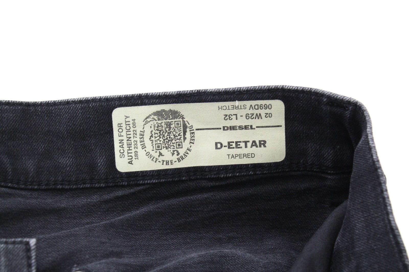DIESEL D-Eetar 069DV Men's Jeans W29/L32 Black Tapered Distressed Stretch