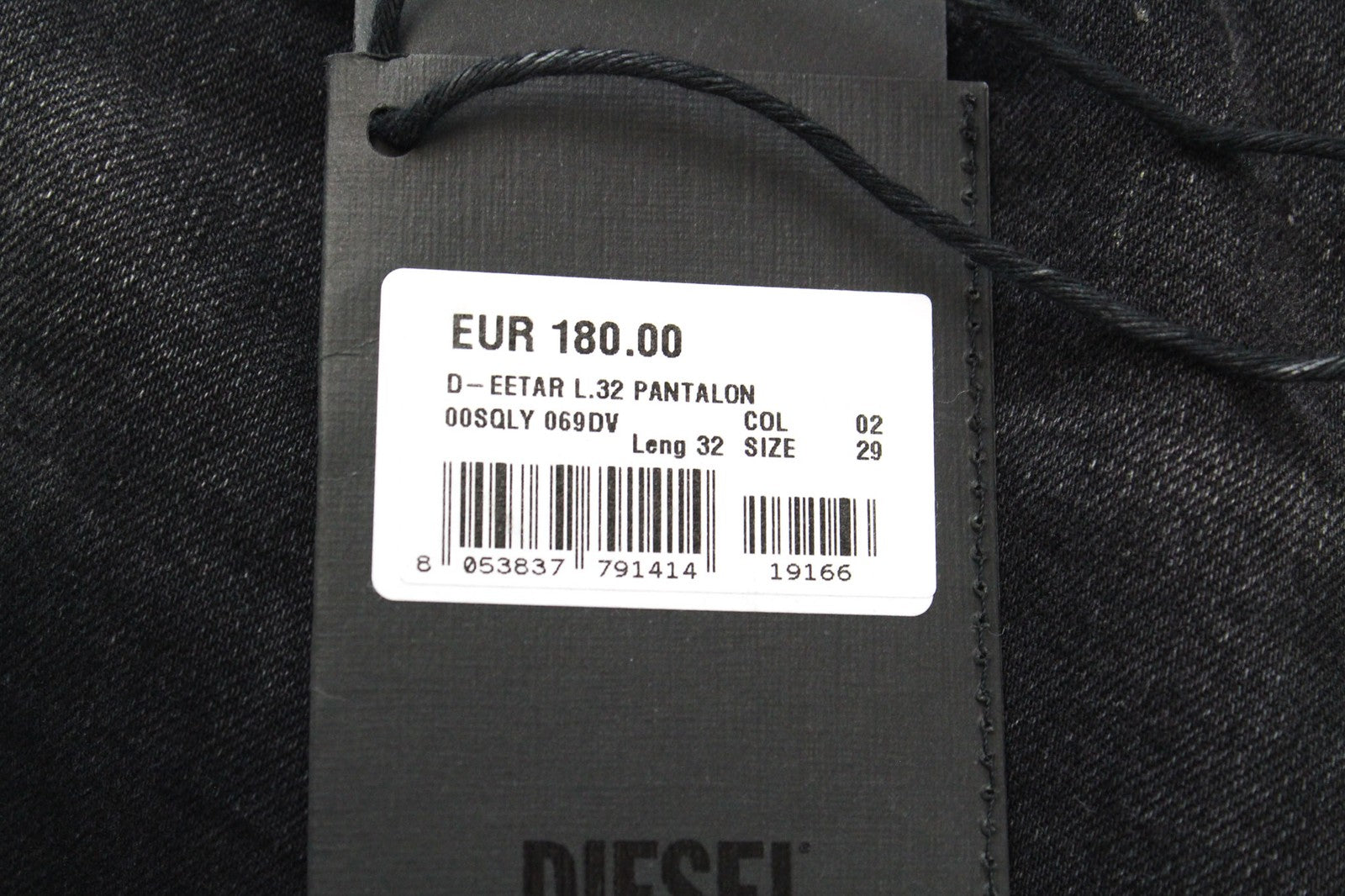 DIESEL D-Eetar 069DV Men's Jeans W29/L32 Black Tapered Distressed Stretch