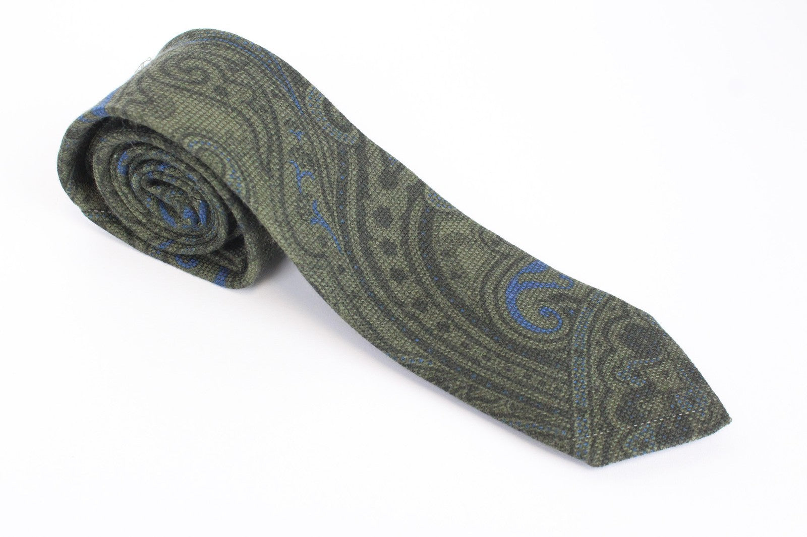SUITSUPPLY Men's Tie Green Wool Silk Pattern Pointed ~150x8cm Formal Wear