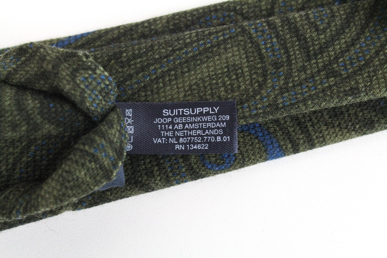 SUITSUPPLY Men's Tie Green Wool Silk Pattern Pointed ~150x8cm Formal Wear