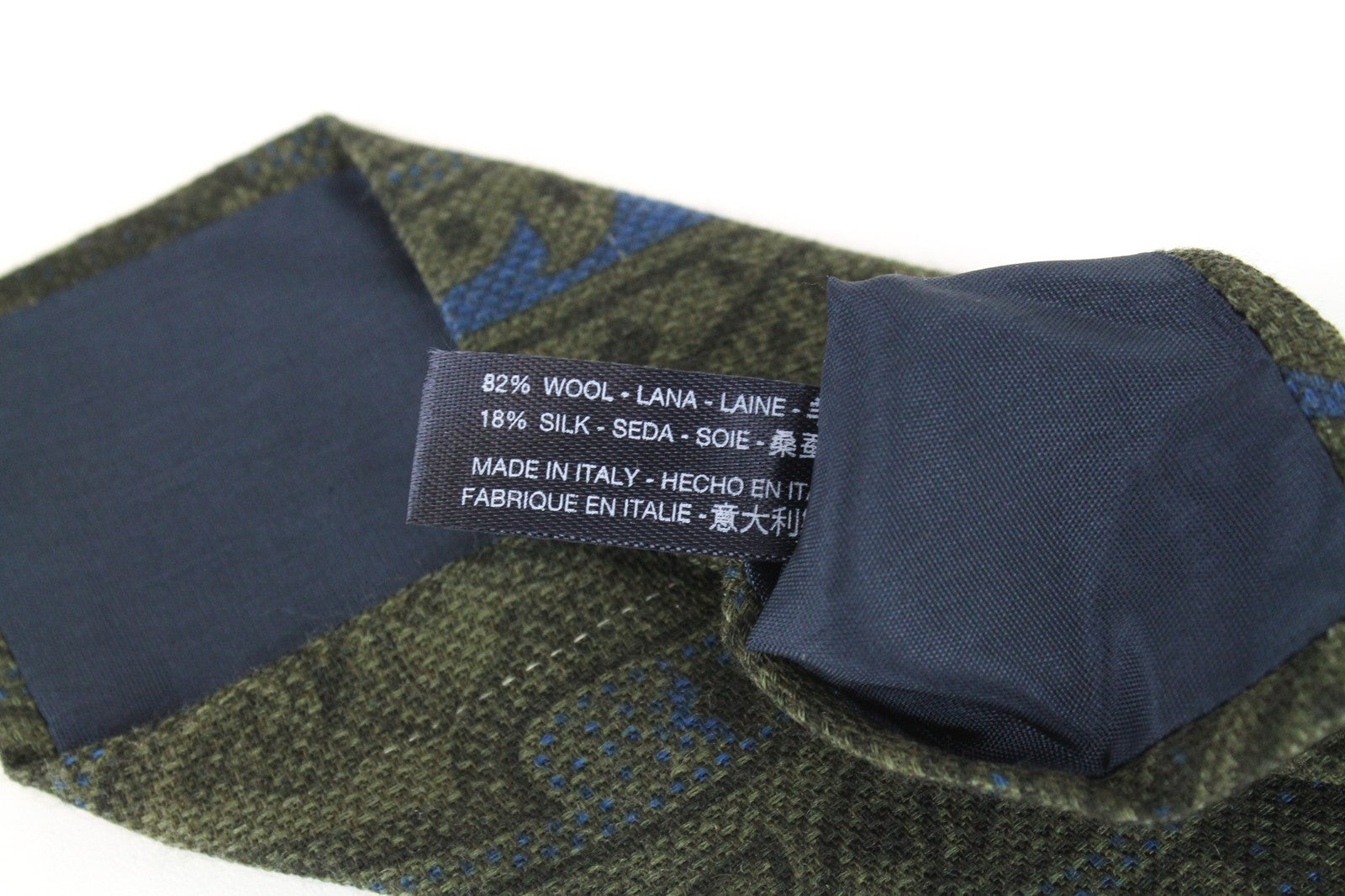 SUITSUPPLY Men's Tie Green Wool Silk Pattern Pointed ~150x8cm Formal Wear
