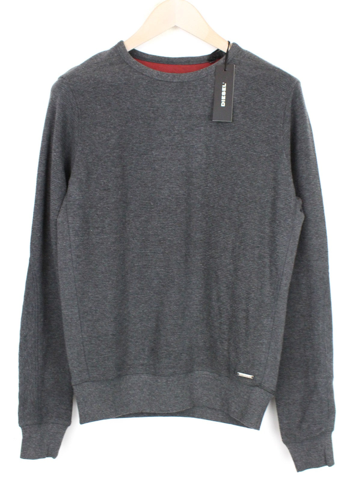 DIESEL S-Willard Men's Sweatshirt S Grey Cotton Casual Long Sleeve Pullover