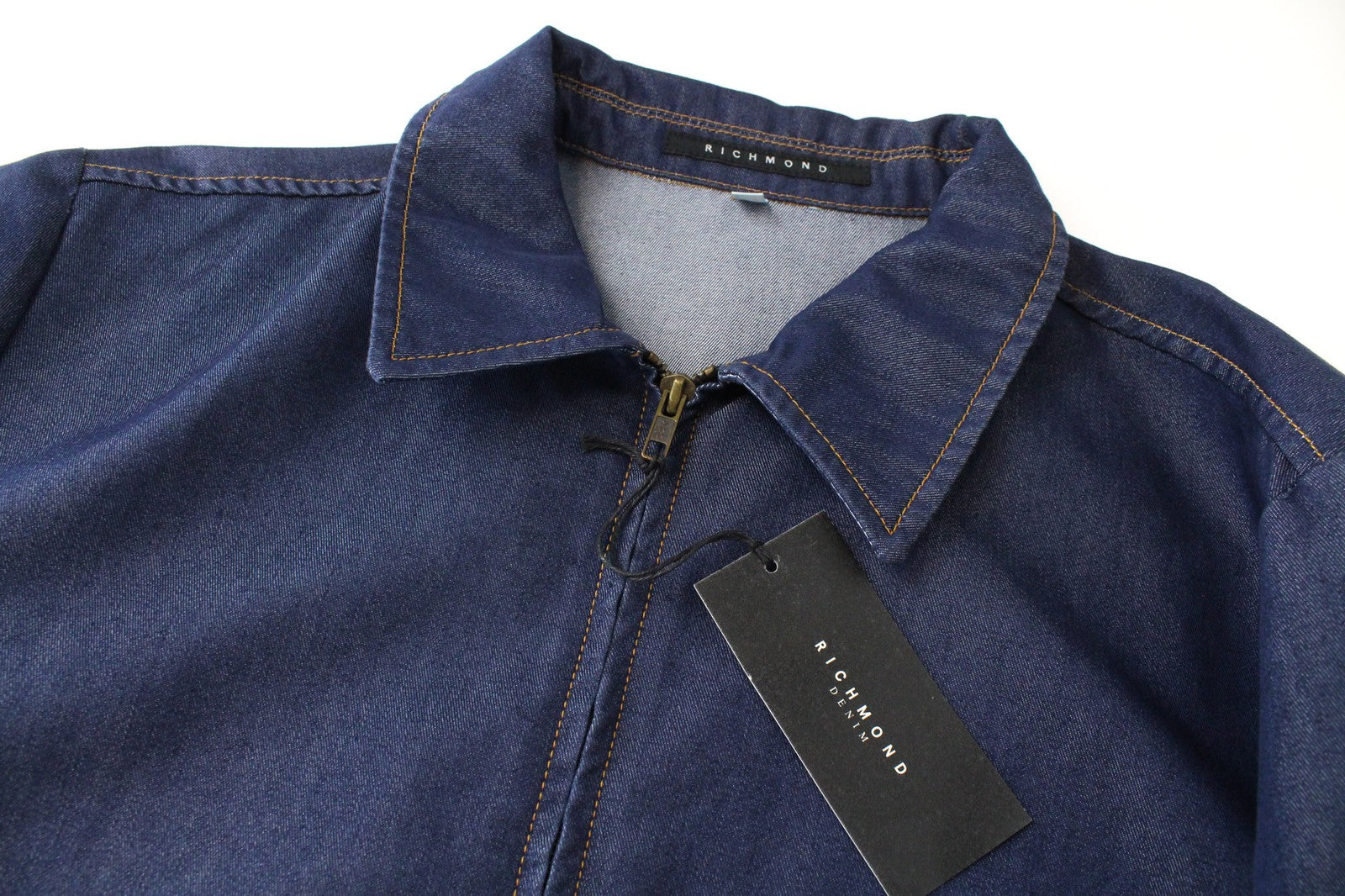 RICHMOND Men's Jacket IT50 Blue Denim Look Designer Cotton Blend Unlined