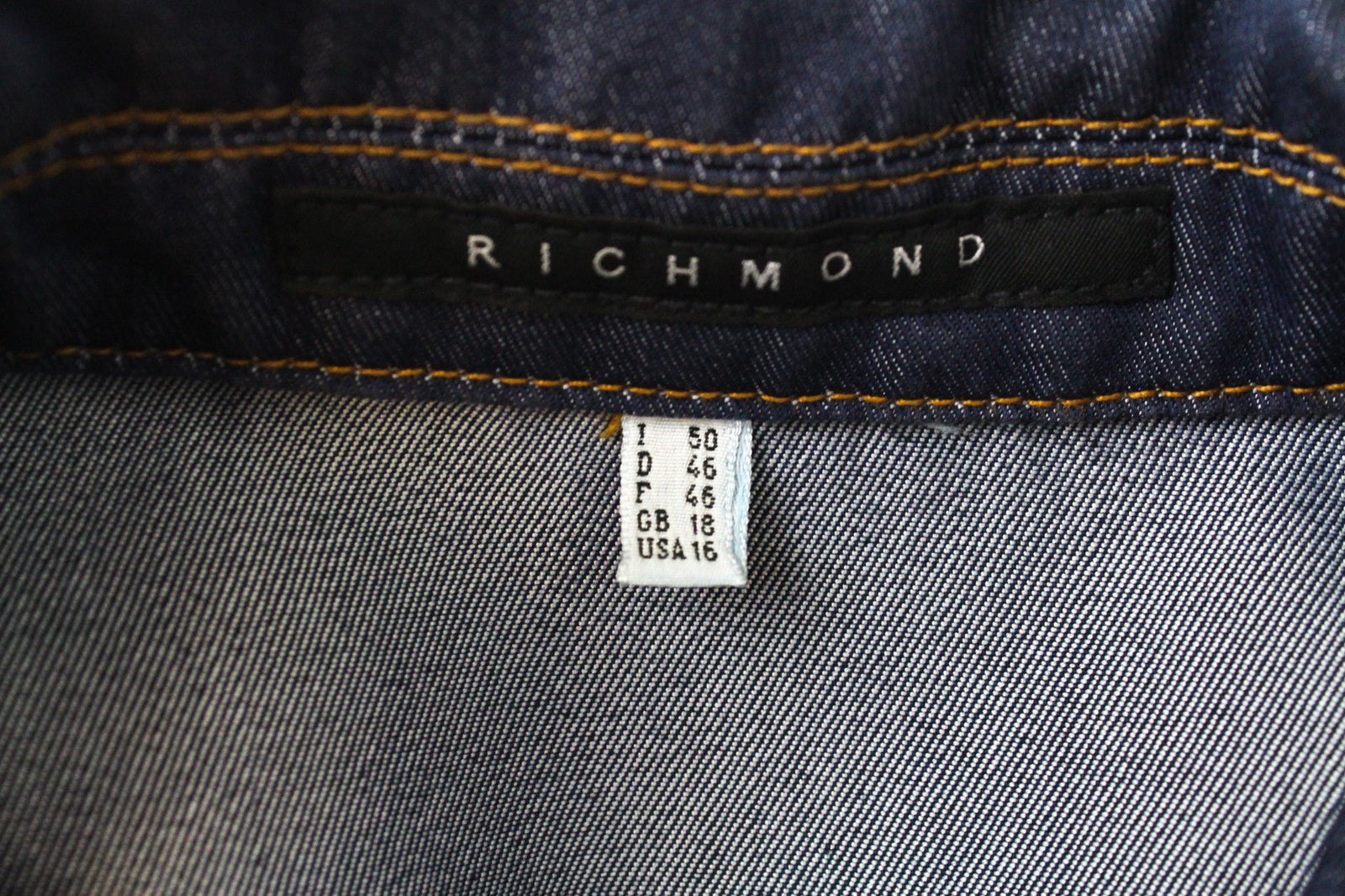 RICHMOND Men's Jacket IT50 Blue Denim Look Designer Cotton Blend Unlined