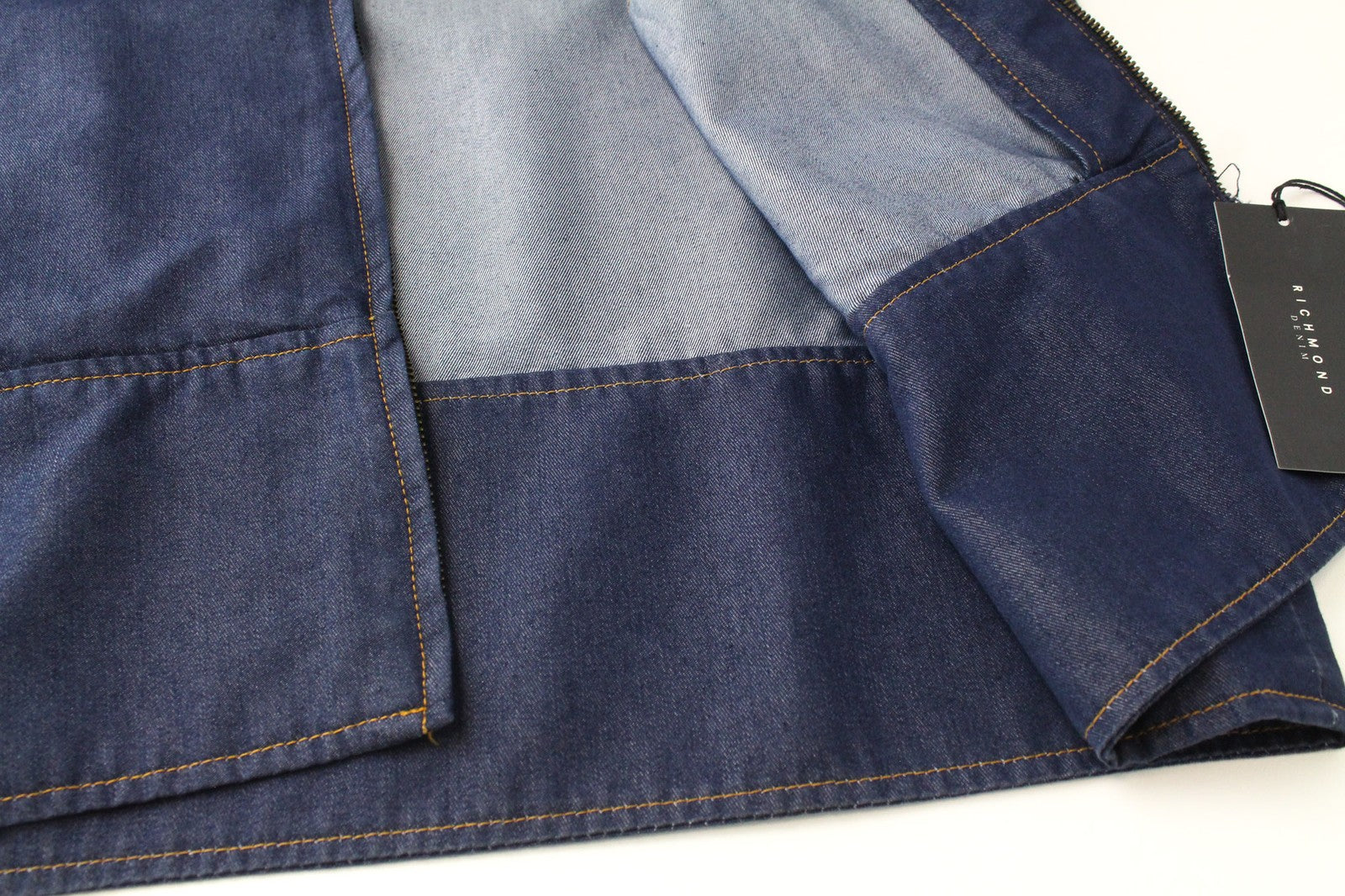 RICHMOND Men's Jacket IT50 Blue Denim Look Designer Cotton Blend Unlined