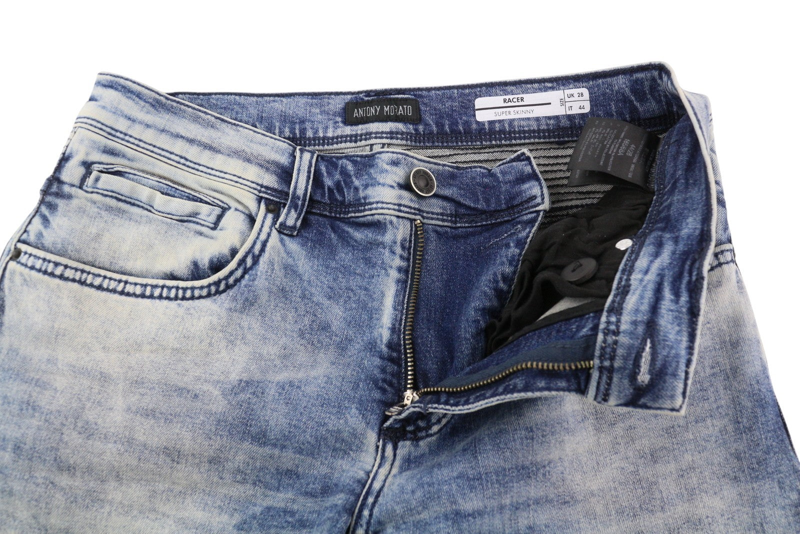 ANTONY MORATO Racer Men Jeans W28 Washed Blue Super Skinny Fit Stretch Zip Fy