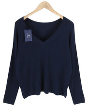 GANT V Back Fine Merino Women Jumper S Dark Blue Knitted Oversized Pullover
