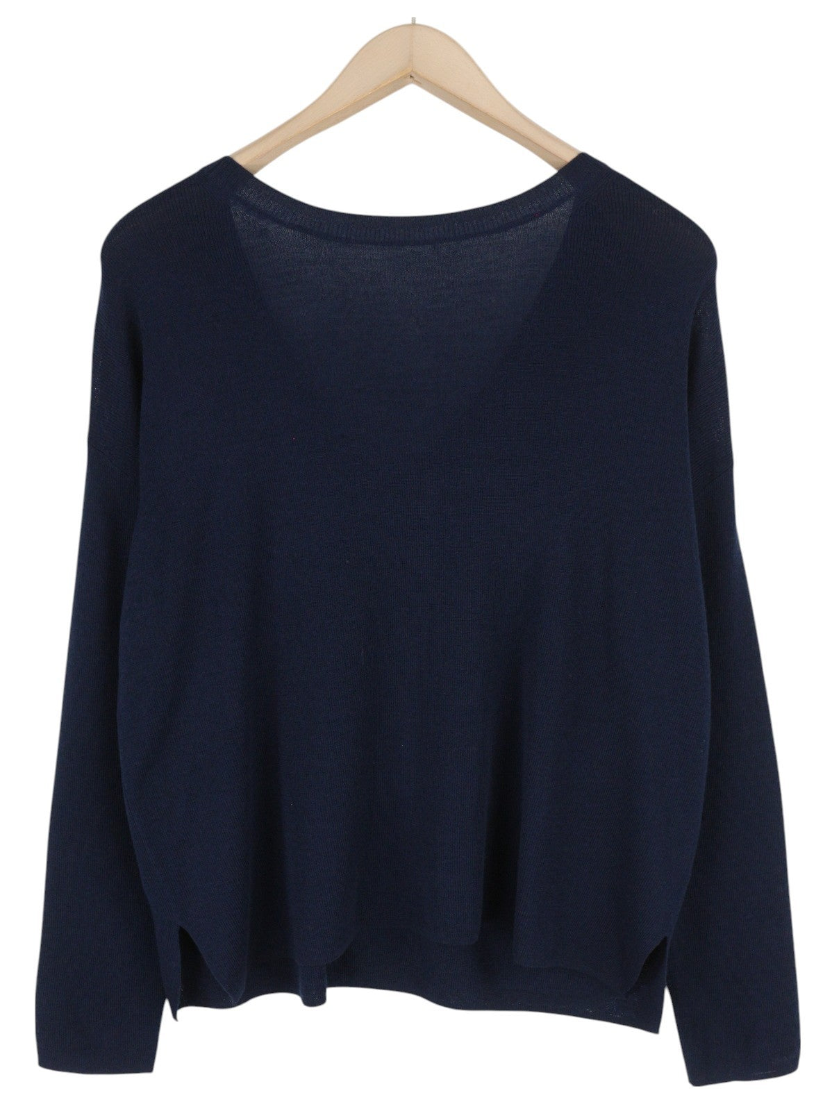 GANT V Back Fine Merino Women Jumper S Dark Blue Knitted Oversized Pullover