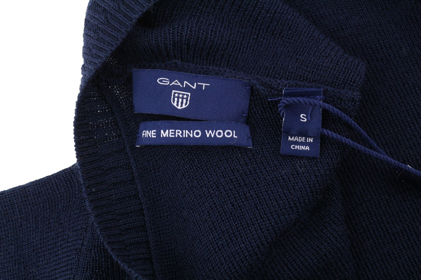 GANT V Back Fine Merino Women Jumper S Dark Blue Knitted Oversized Pullover